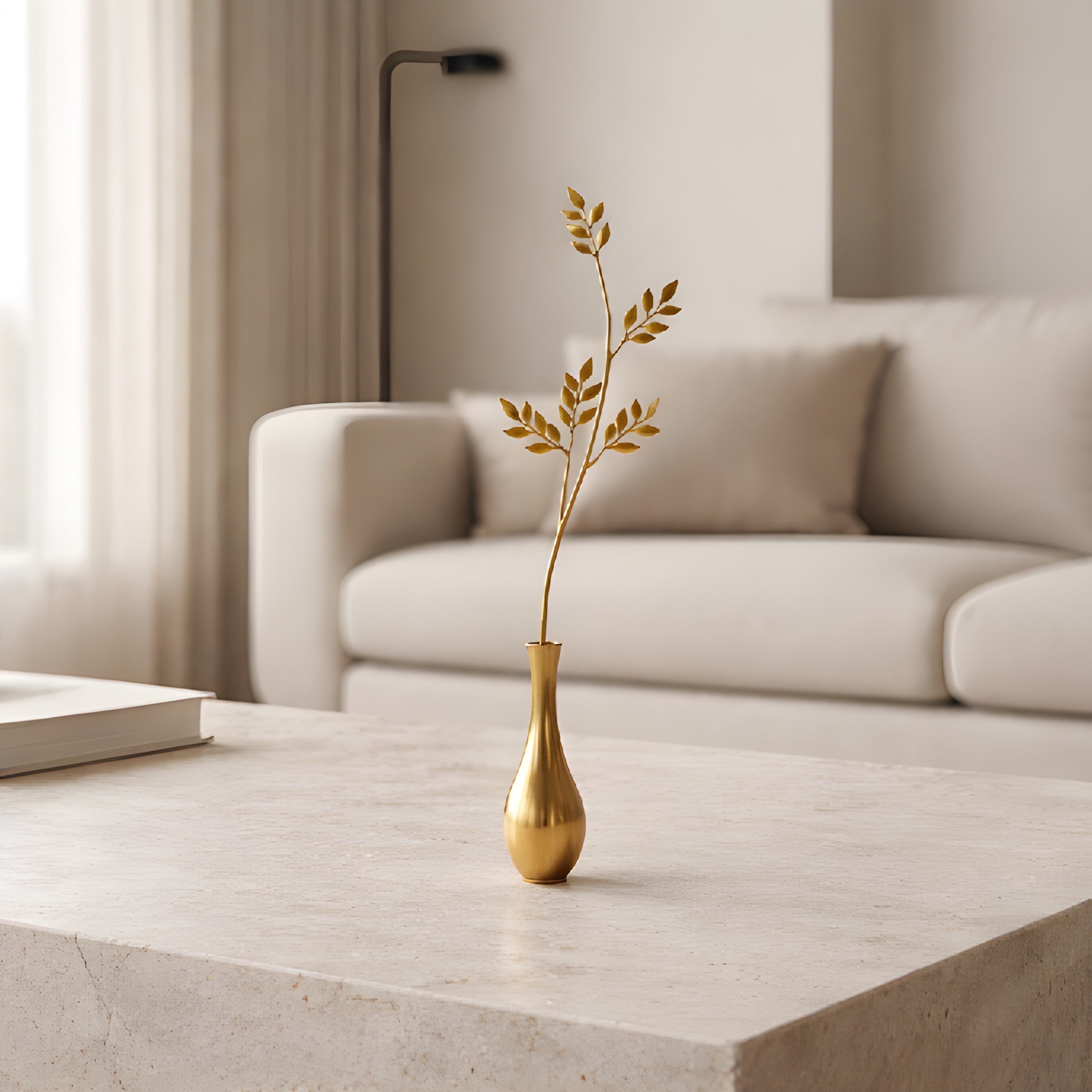 オリーブリーフモチーフ 真鍮製一輪挿し フラワーベース