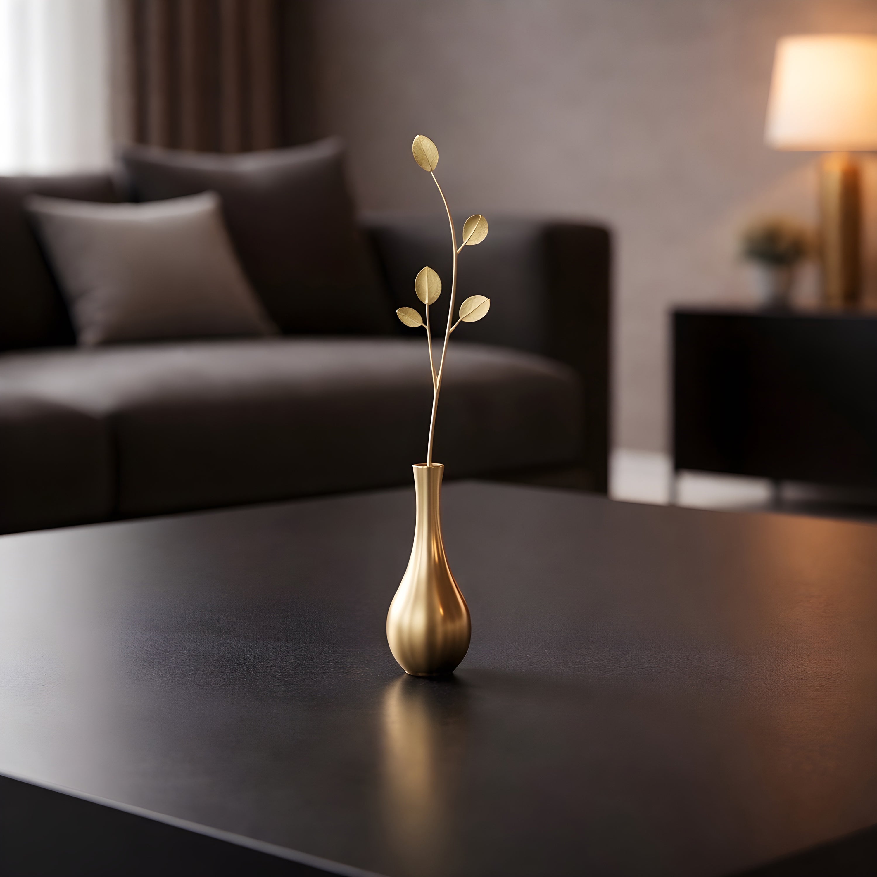 ふっくらリーフモチーフ 真鍮製一輪挿し フラワーベース