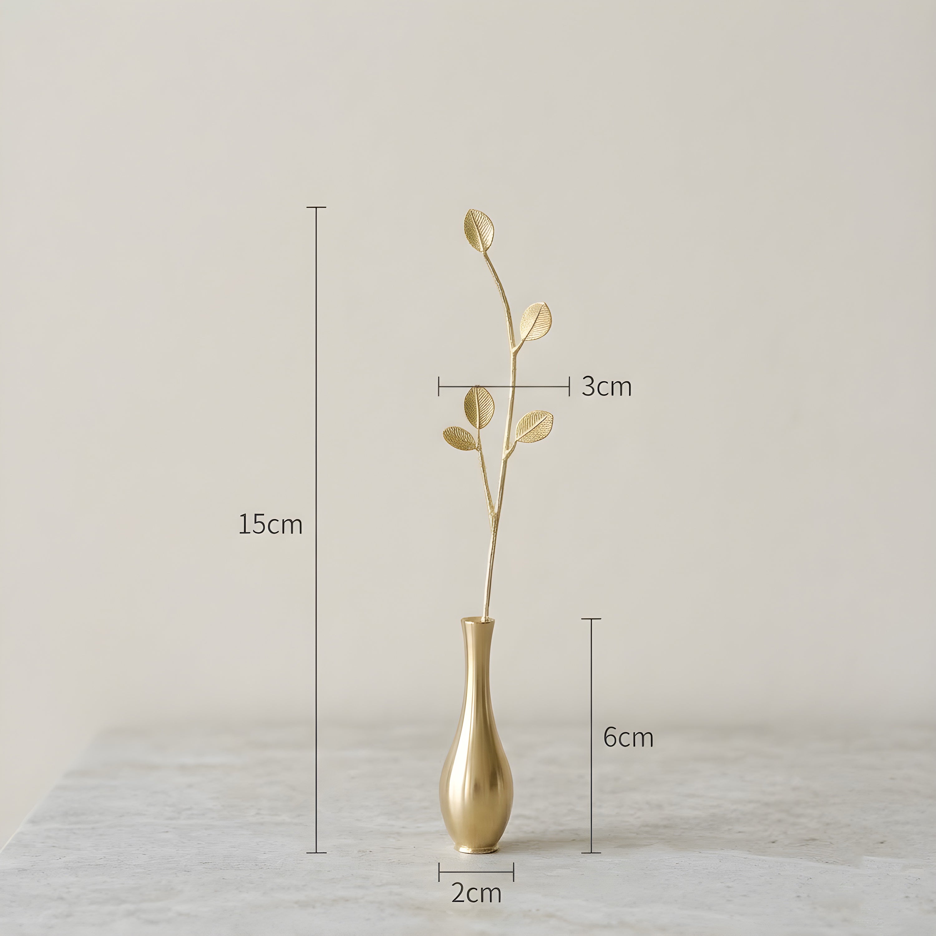 ふっくらリーフモチーフ 真鍮製一輪挿し フラワーベース