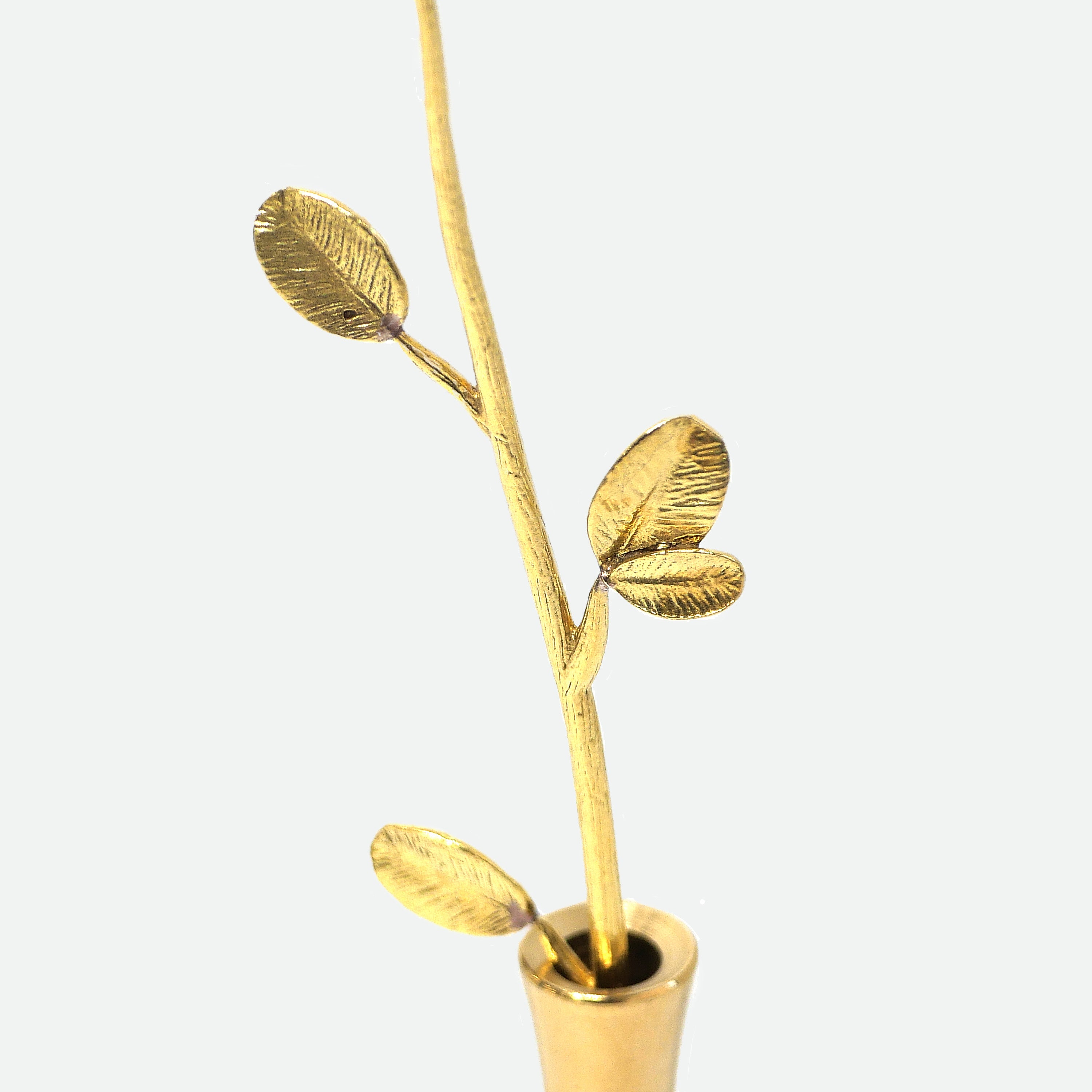 リーフモチーフ 真鍮製ミニ一輪挿し フラワーベース（スリム）
