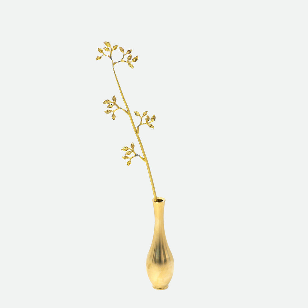 Leaf Motif Brass Bud Vase – Mini Flower Vase