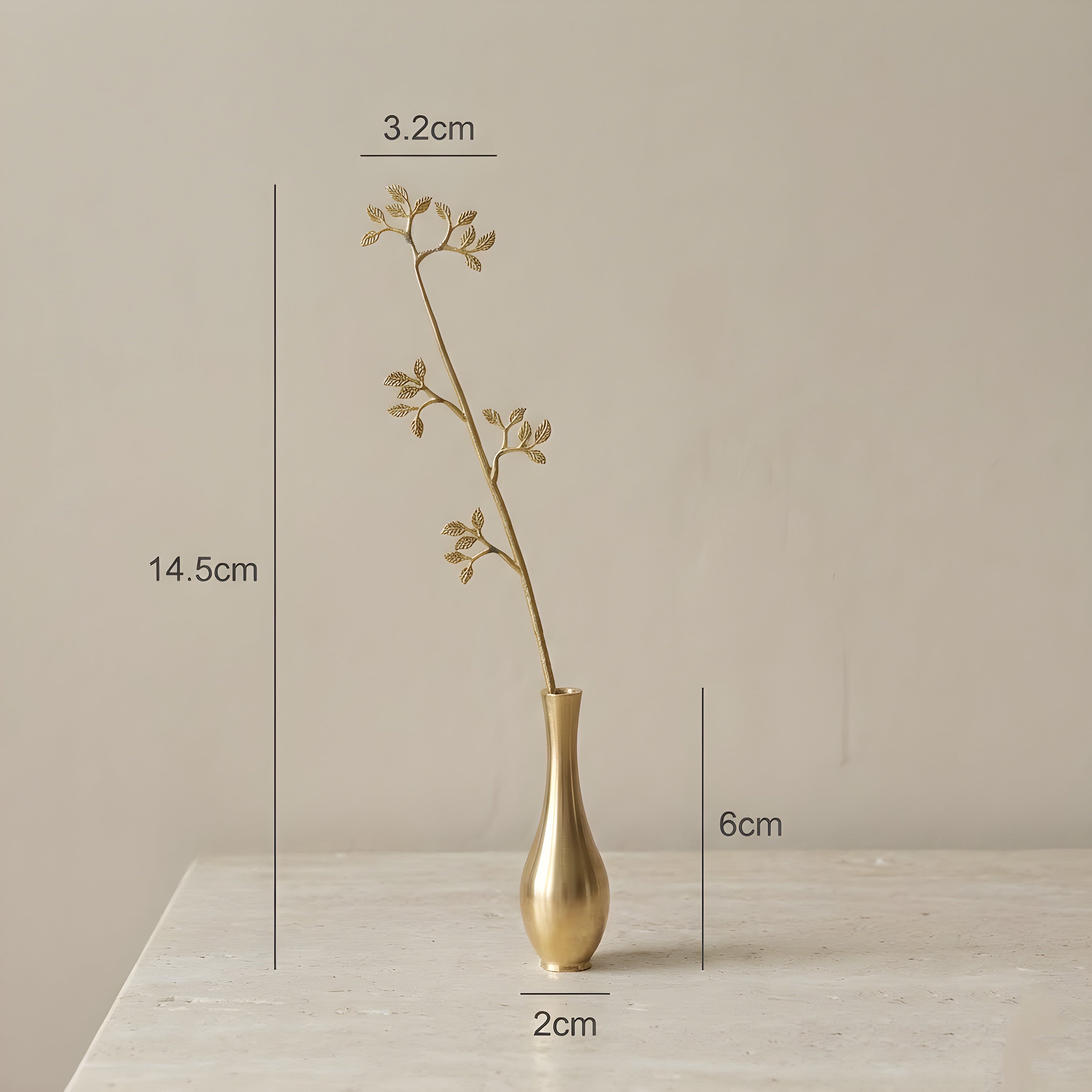 リーフモチーフ 真鍮製一輪挿し フラワーベース