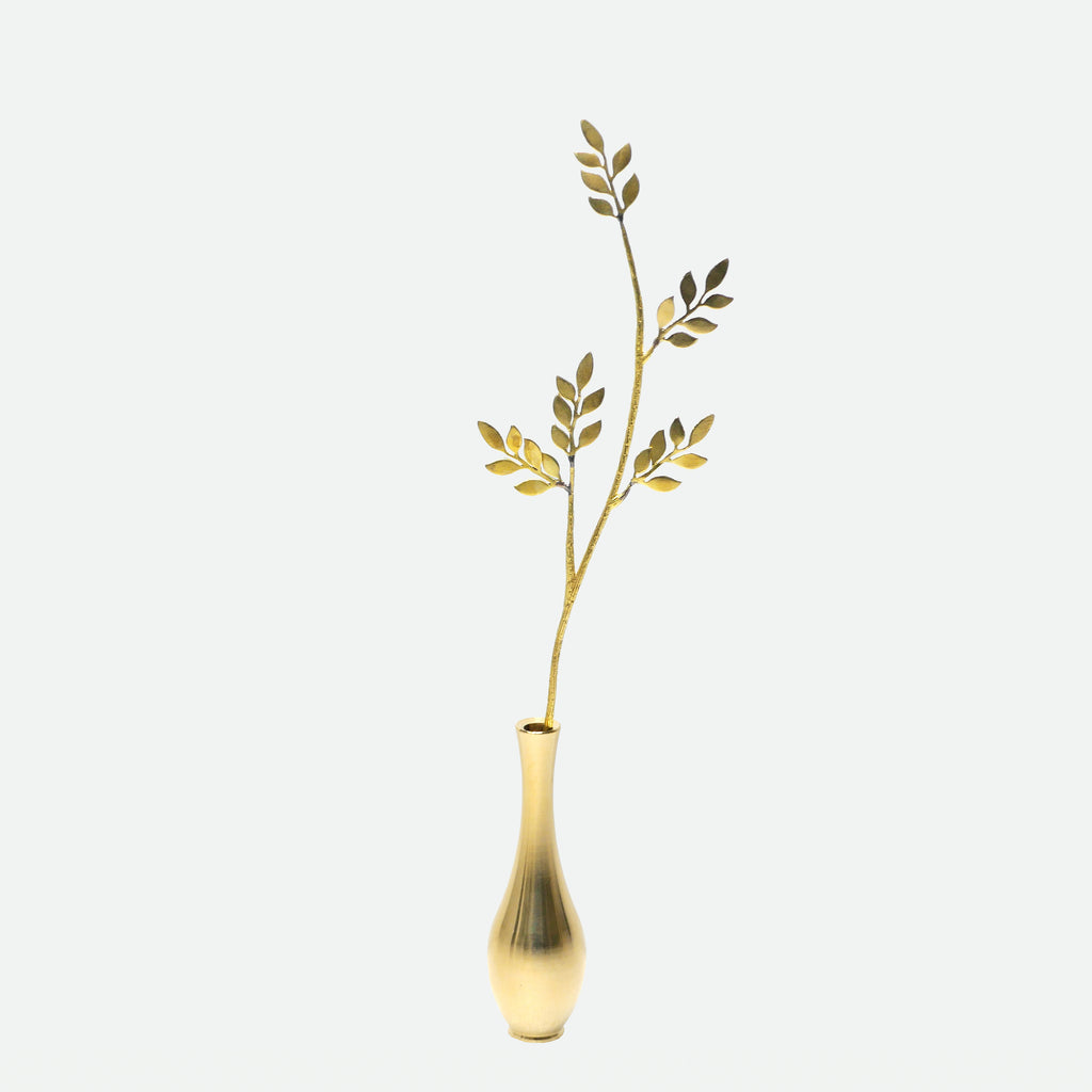 Olive Leaf Brass Bud Vase – Decorative Mini Flower Vase