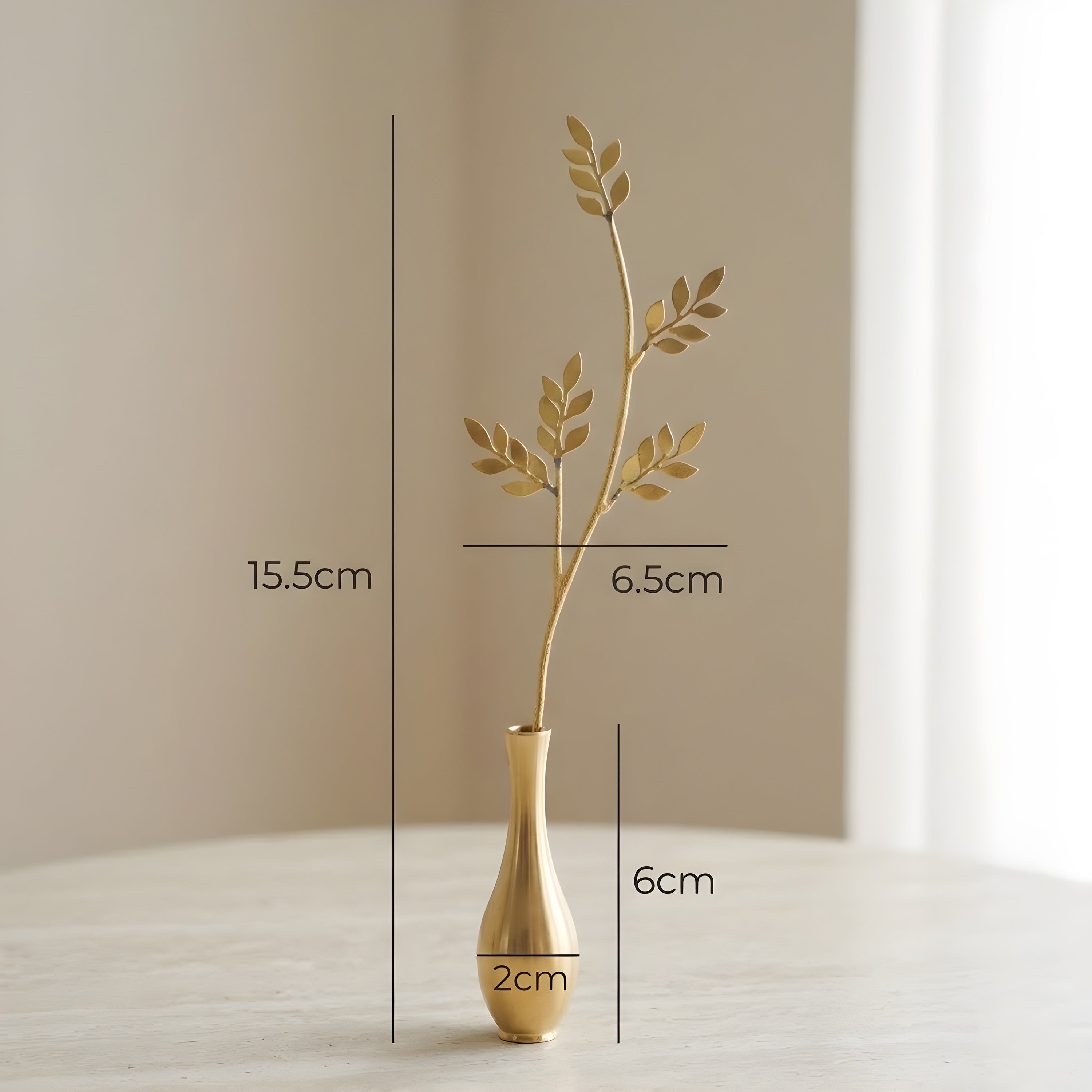 Olive Leaf Brass Bud Vase – Decorative Mini Flower Vase