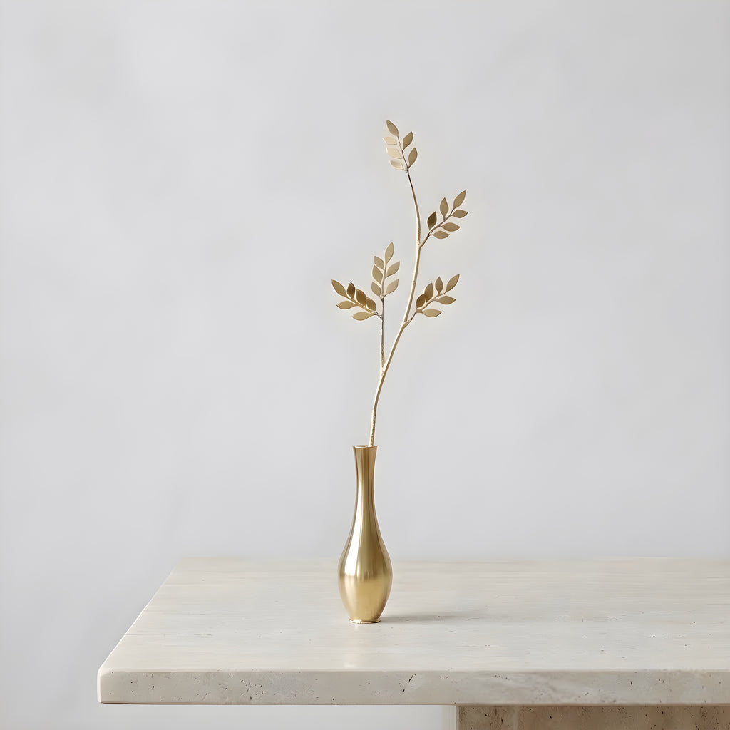 Olive Leaf Brass Bud Vase – Decorative Mini Flower Vase