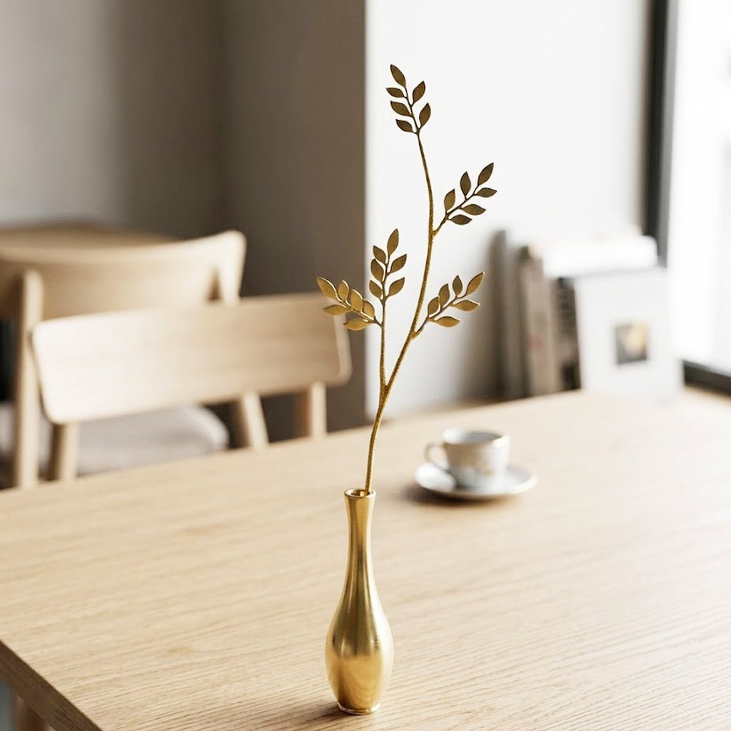 Olive Leaf Brass Bud Vase – Decorative Mini Flower Vase
