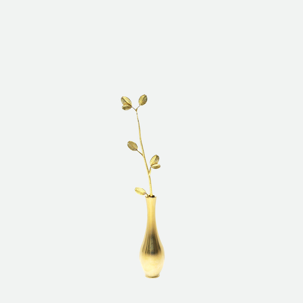 Slim Leaf Brass Bud Vase – Minimal Mini Vase