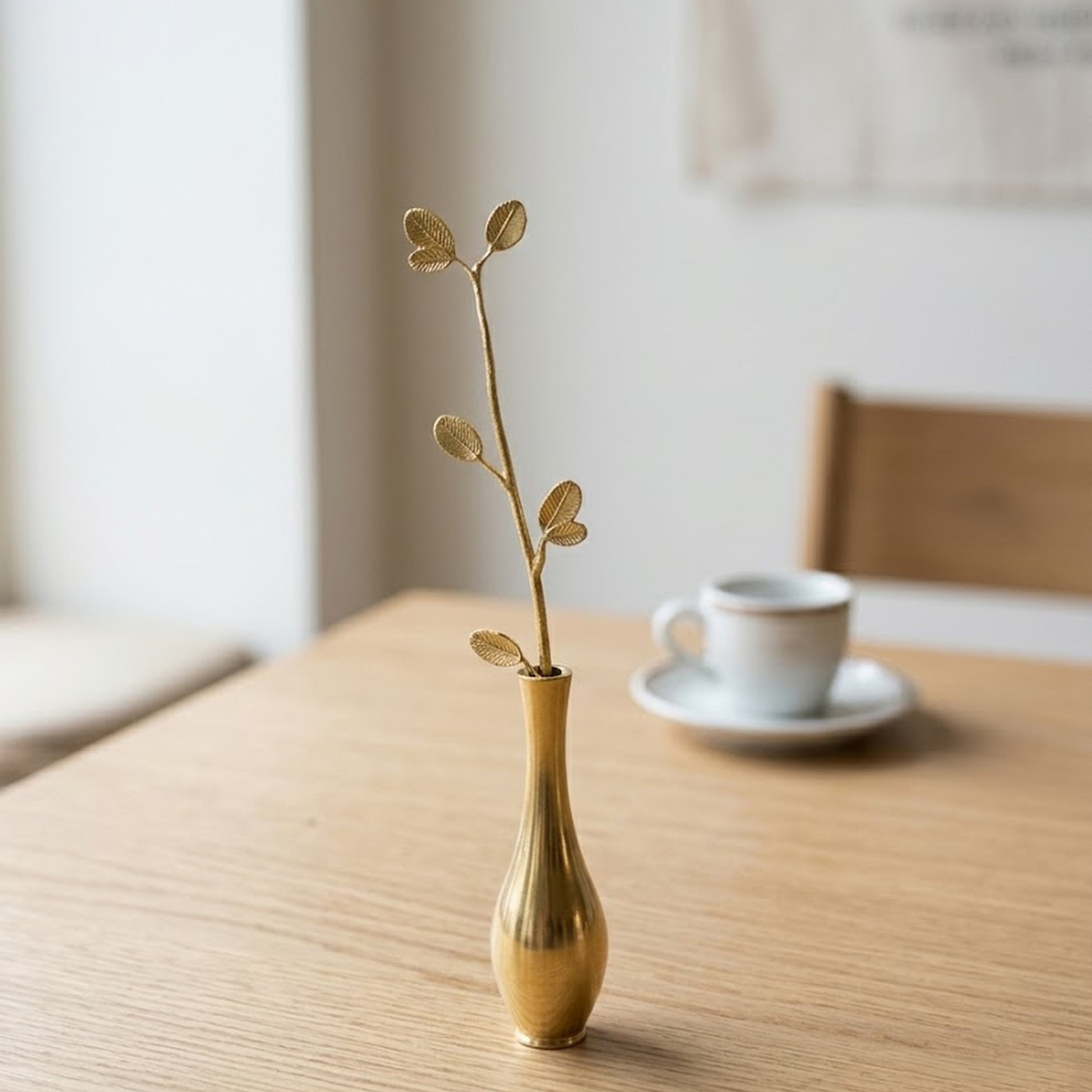 Slim Leaf Brass Bud Vase – Minimal Mini Vase