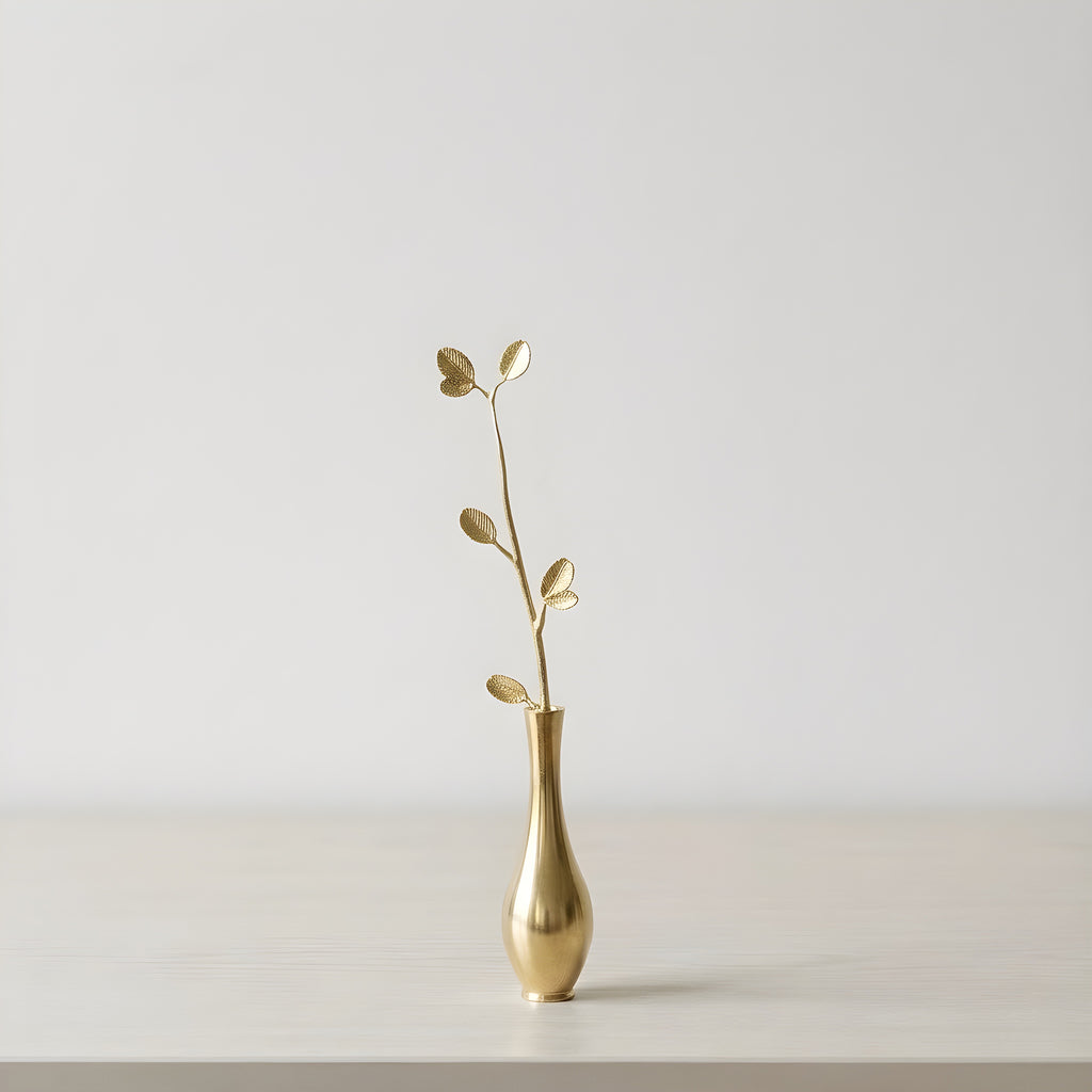 Slim Leaf Brass Bud Vase – Minimal Mini Vase