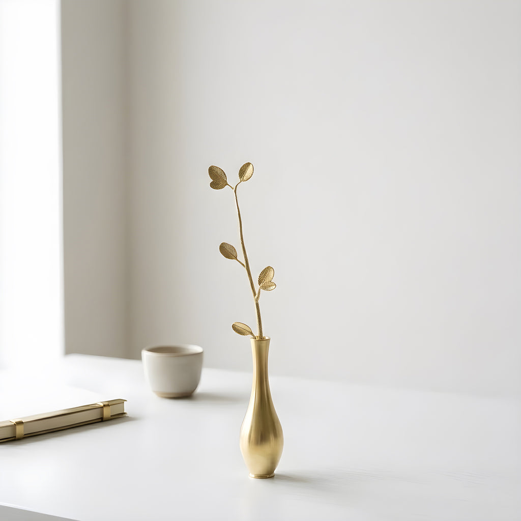 Slim Leaf Brass Bud Vase – Minimal Mini Vase