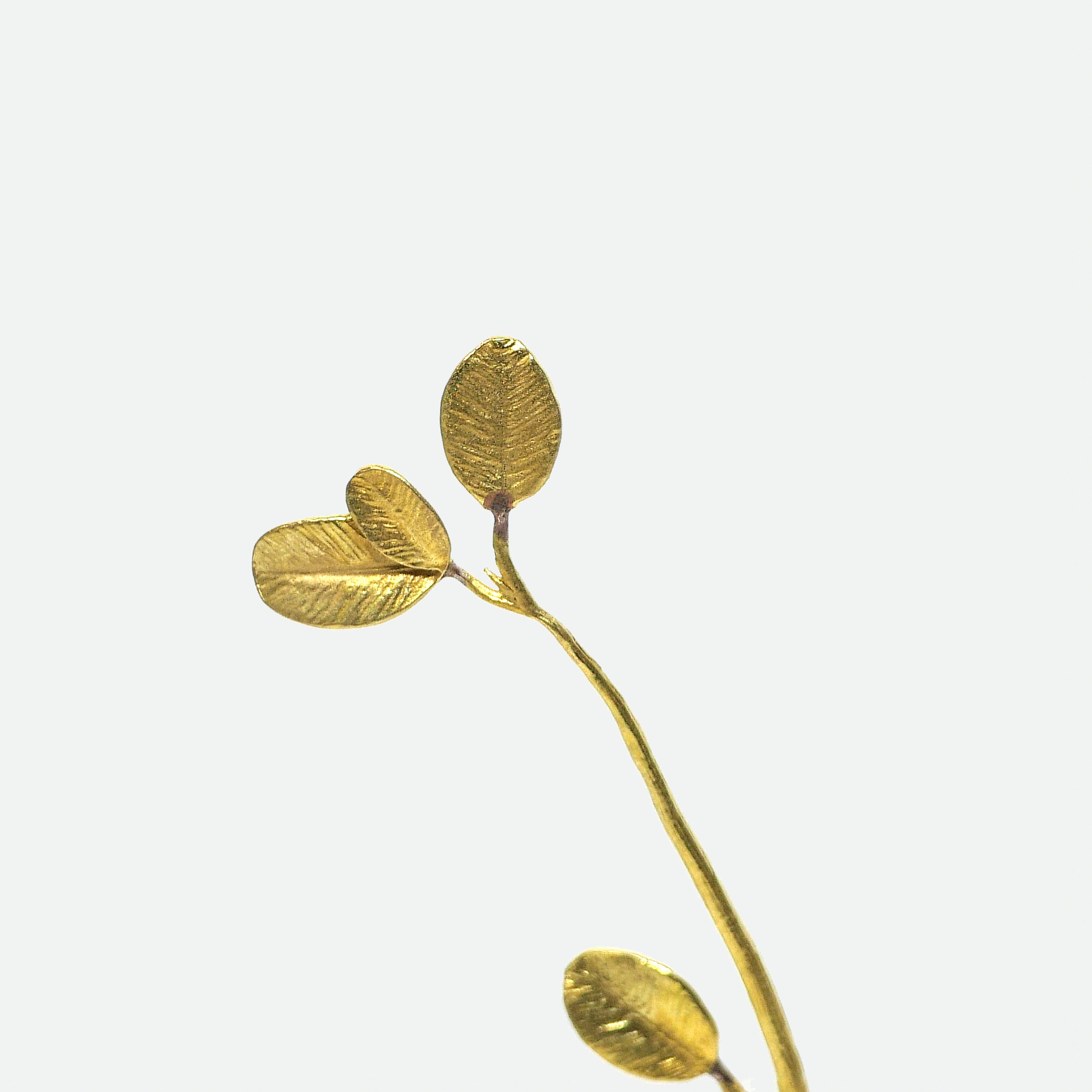 リーフモチーフ 真鍮製スリム一輪挿し フラワーベース