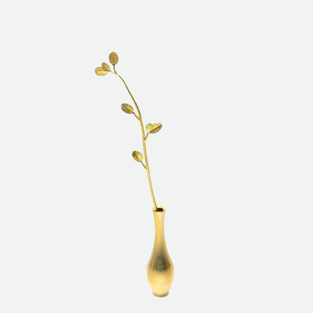 Ultra Slim Leaf Brass Bud Vase – Minimal Mini Vase