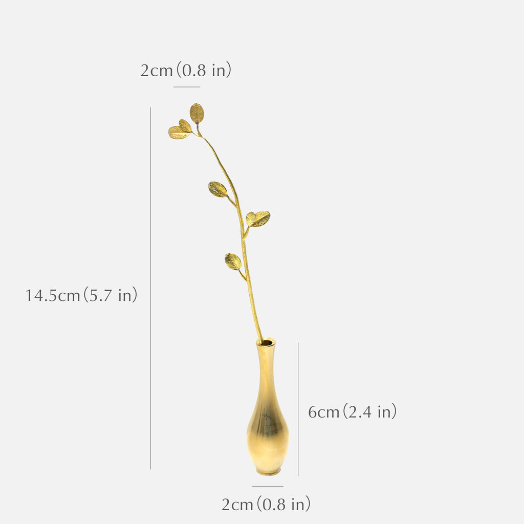Ultra Slim Leaf Brass Bud Vase – Minimal Mini Vase