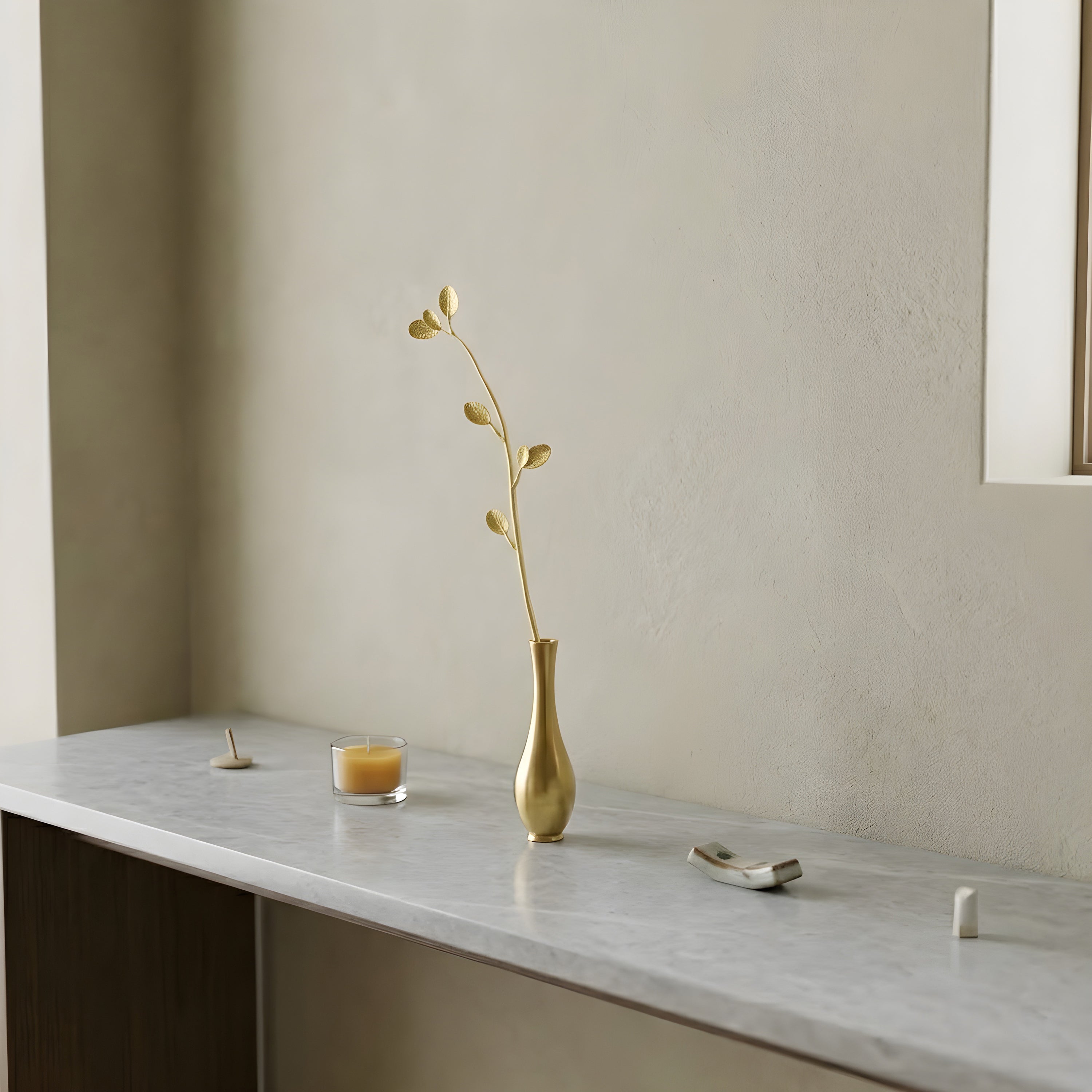 Ultra Slim Leaf Brass Bud Vase – Minimal Mini Vase