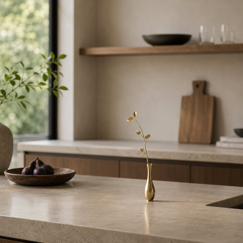 Ultra Slim Leaf Brass Bud Vase – Minimal Mini Vase