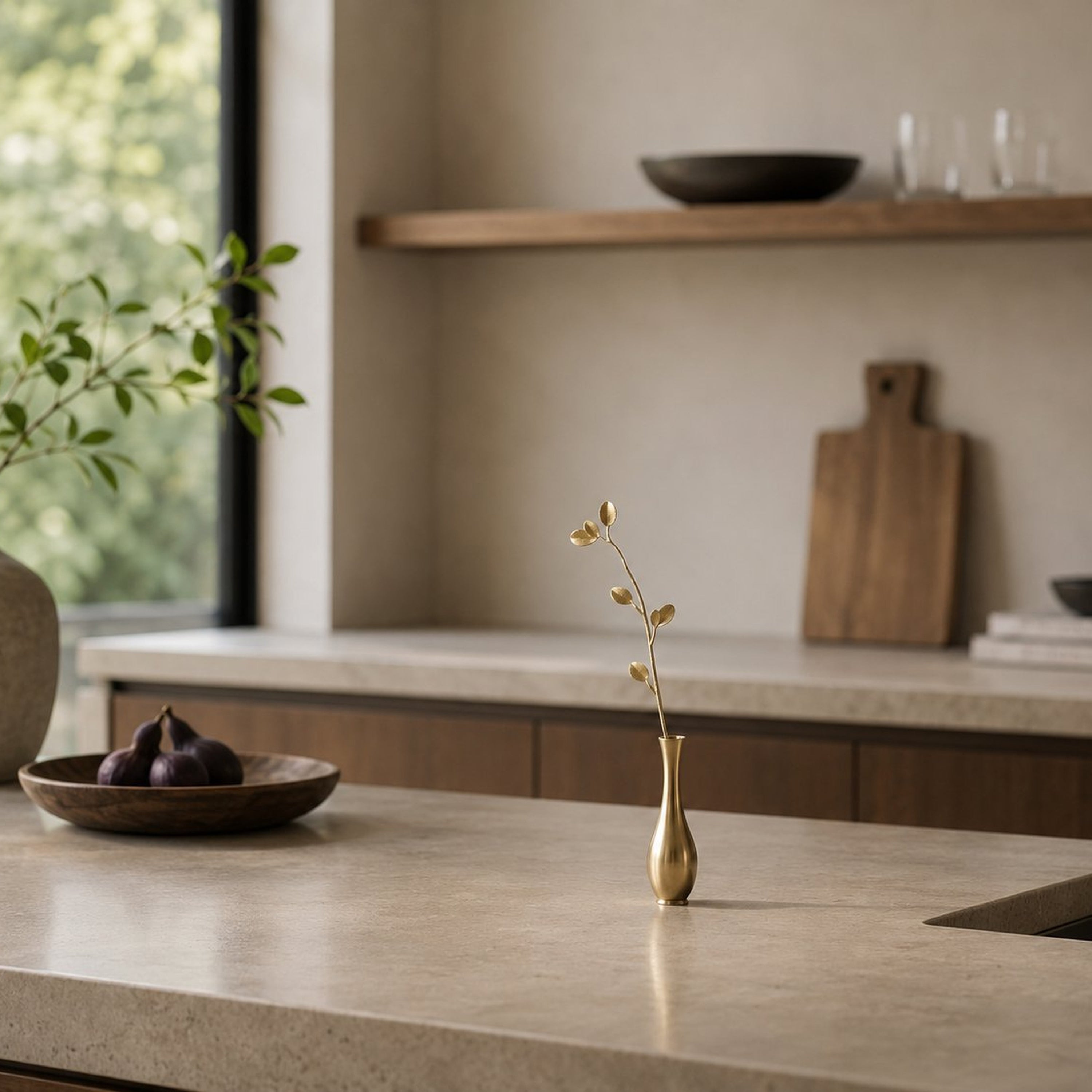 Ultra Slim Leaf Brass Bud Vase – Minimal Mini Vase