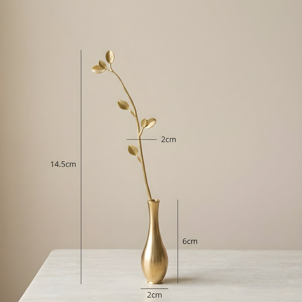 Ultra Slim Leaf Brass Bud Vase – Minimal Mini Vase