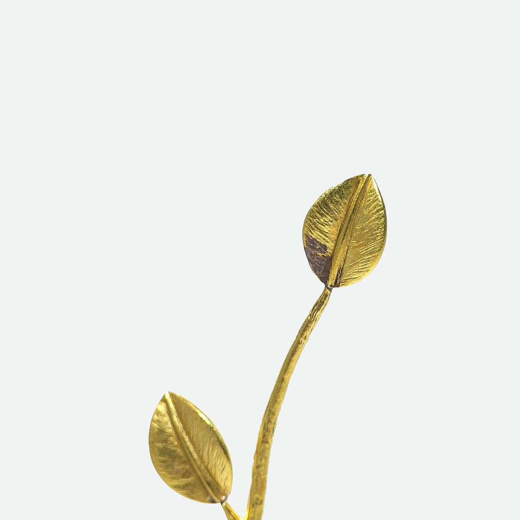 ふっくらリーフモチーフ 真鍮製一輪挿し フラワーベース