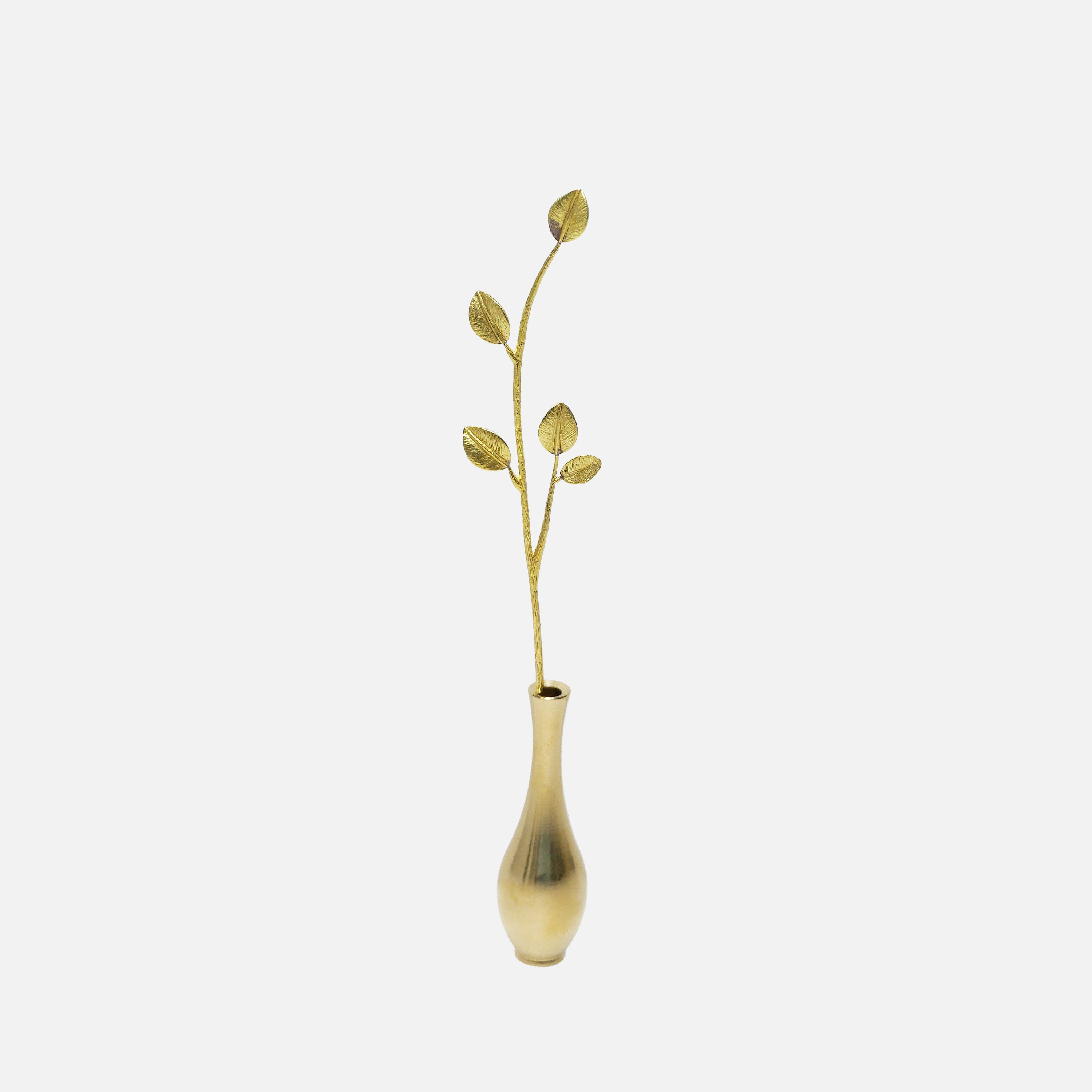 Rounded Leaf Brass Bud Vase – Decorative Mini Vase