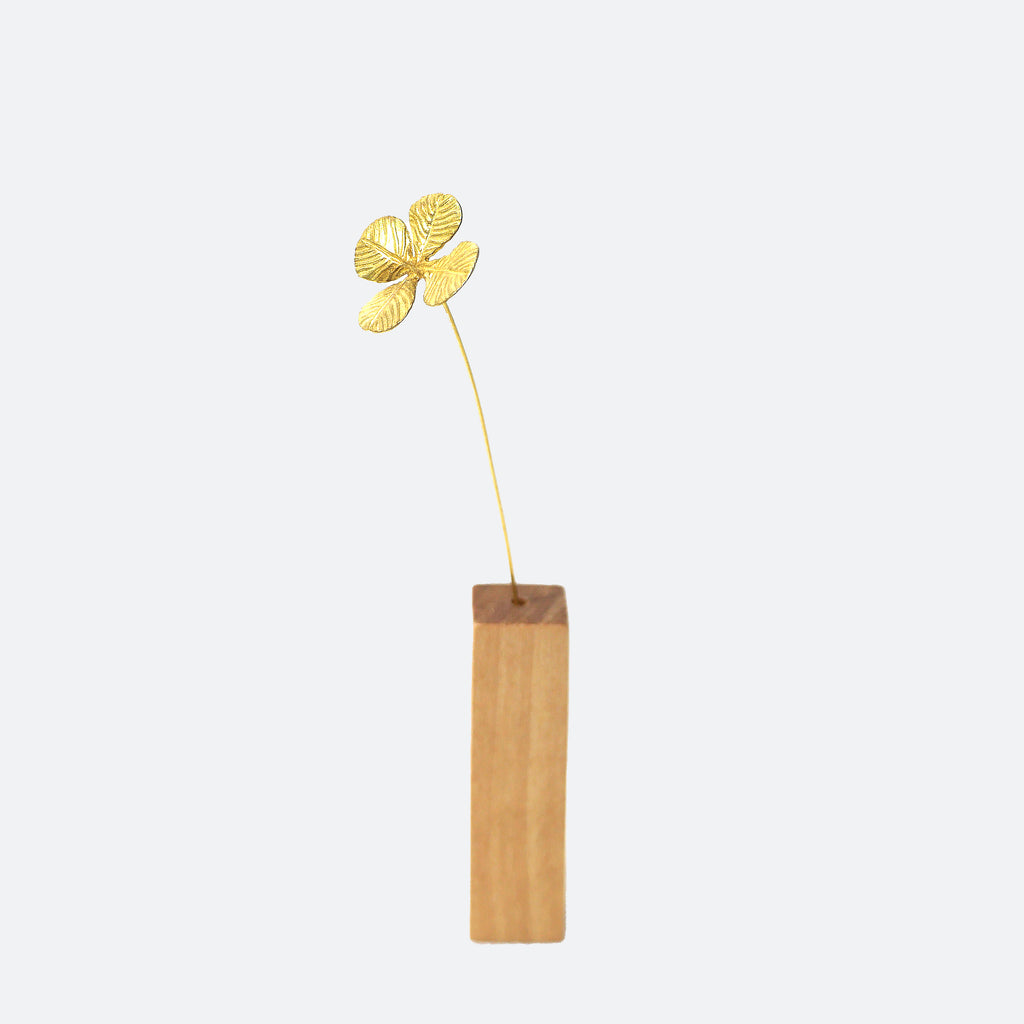 クローバーモチーフ 真鍮ミニオブジェ｜選べる木製花瓶付き
