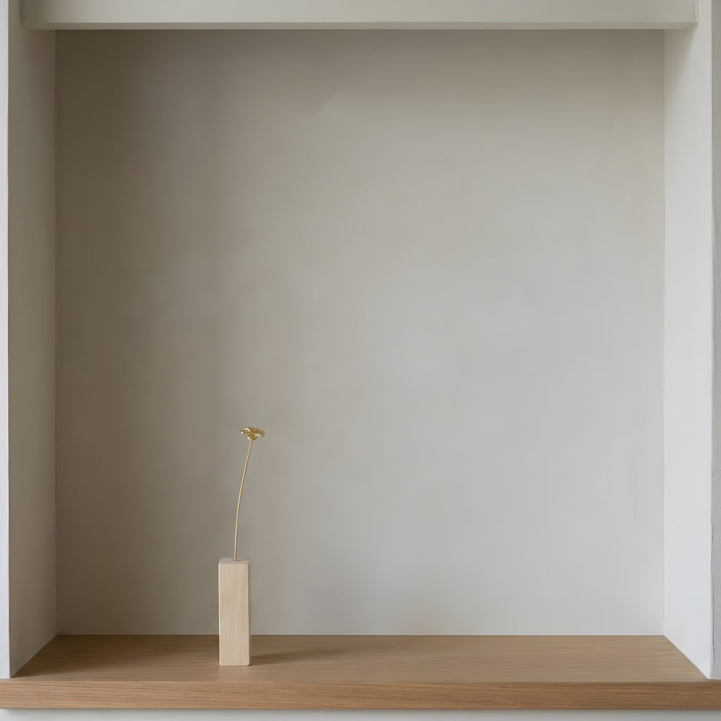 Brass Four Leaf Clover Mini Sculpture with Wooden Vase