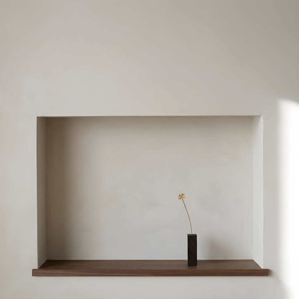 Brass Four Leaf Clover Mini Sculpture with Wooden Vase
