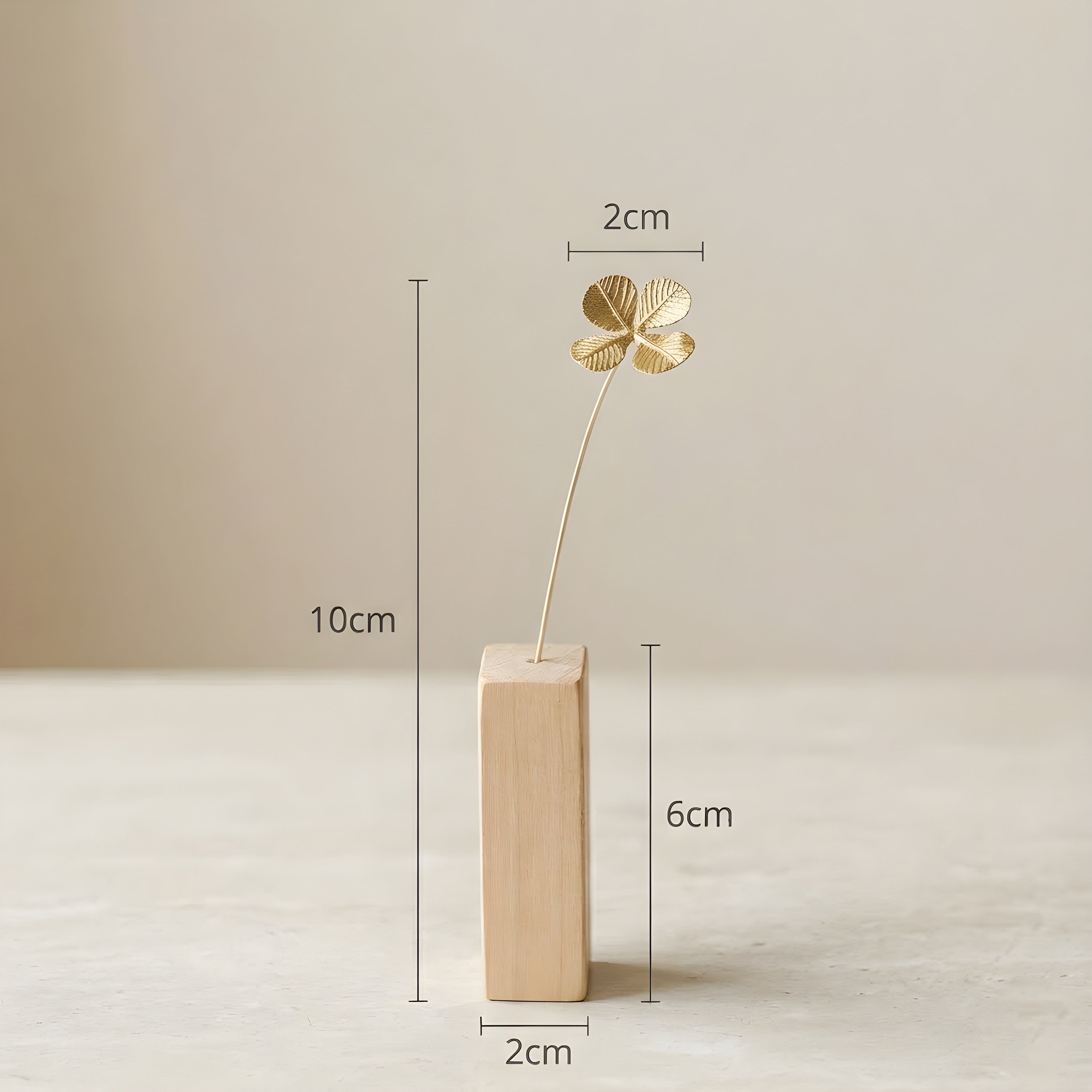 クローバーモチーフ 真鍮ミニオブジェ｜選べる木製花瓶付き