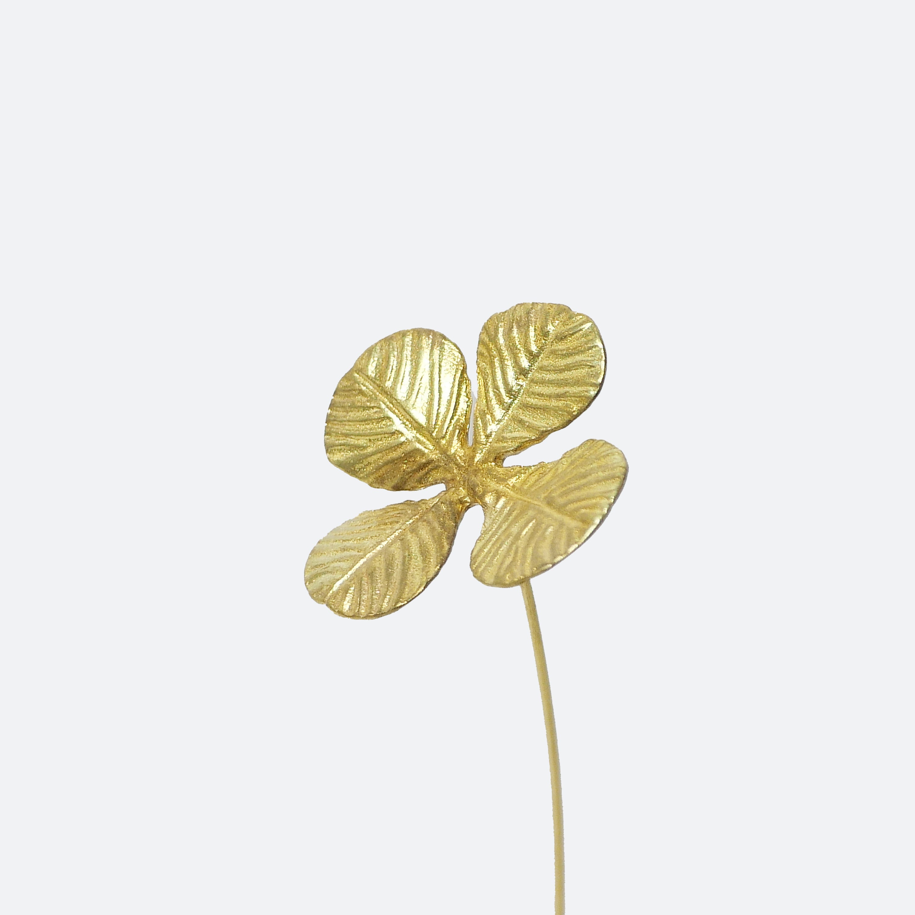 クローバーモチーフ 真鍮ミニオブジェ｜選べる木製花瓶付き