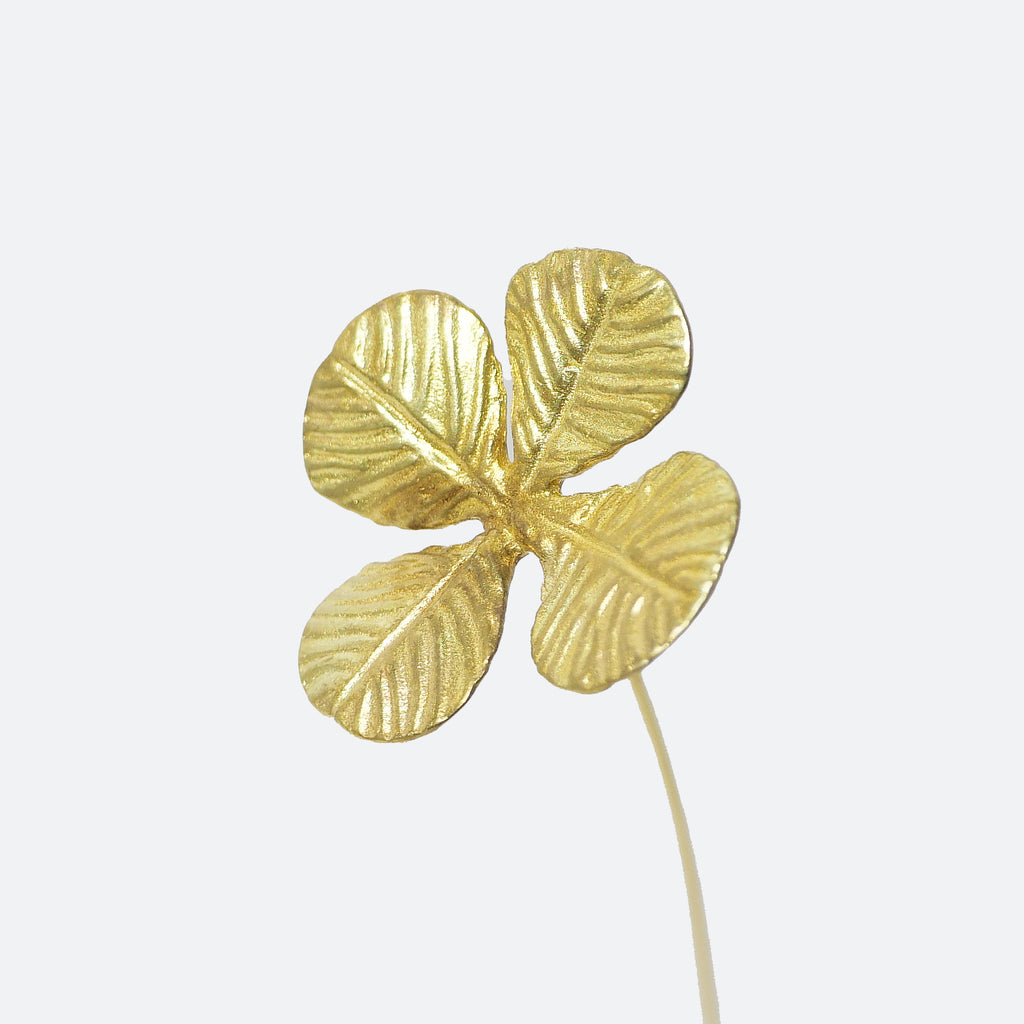 クローバーモチーフ 真鍮ミニオブジェ｜選べる木製花瓶付き