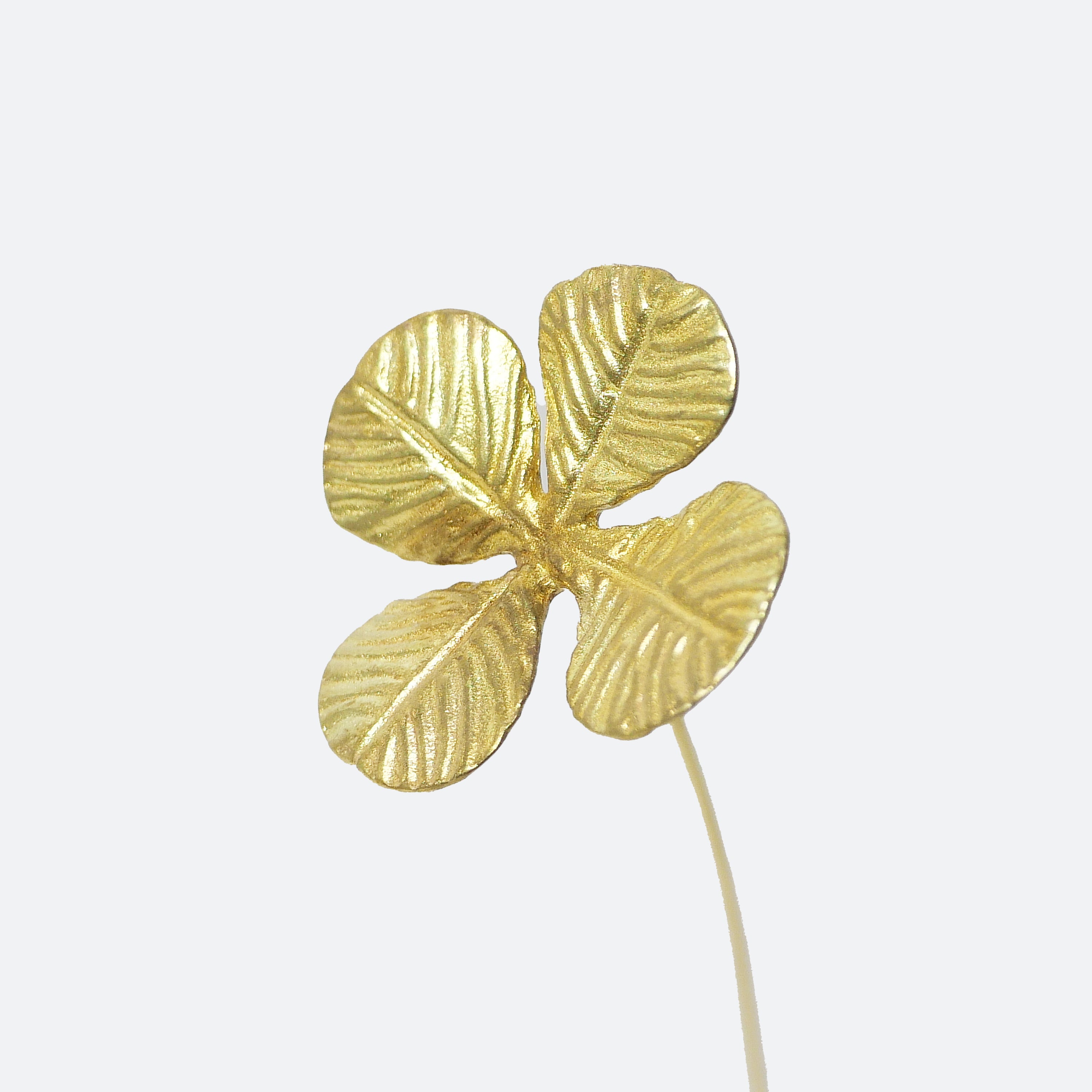 クローバーモチーフ 真鍮ミニオブジェ｜選べる木製花瓶付き