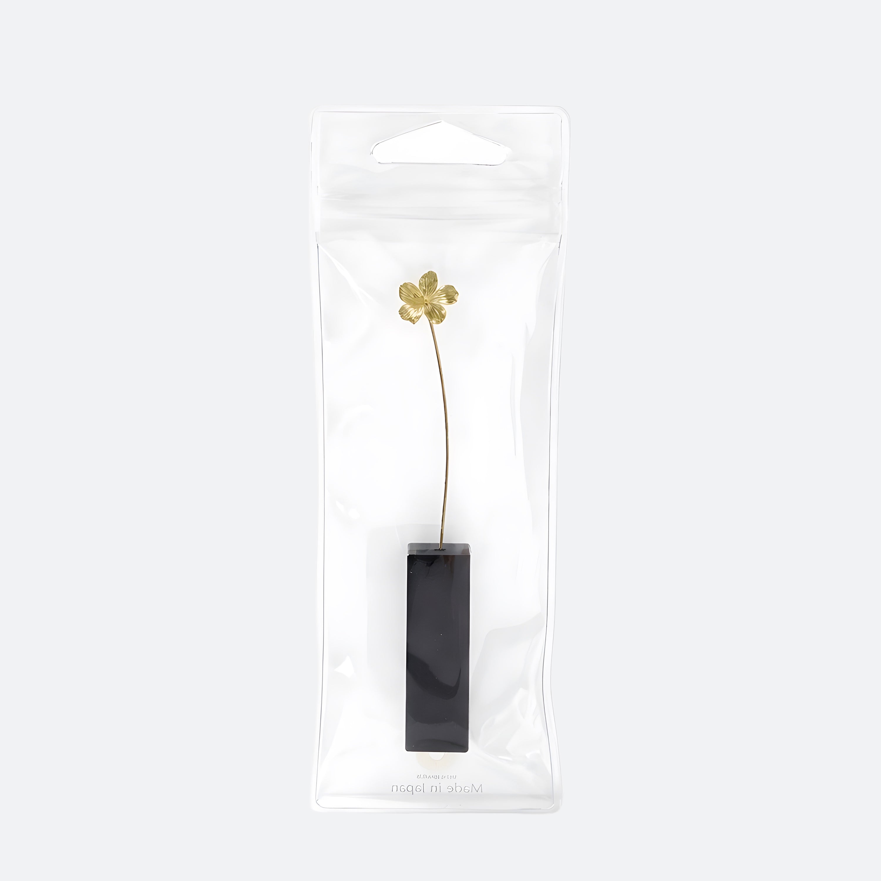 Hibiscus Motif Brass Mini Object with Wooden Vase