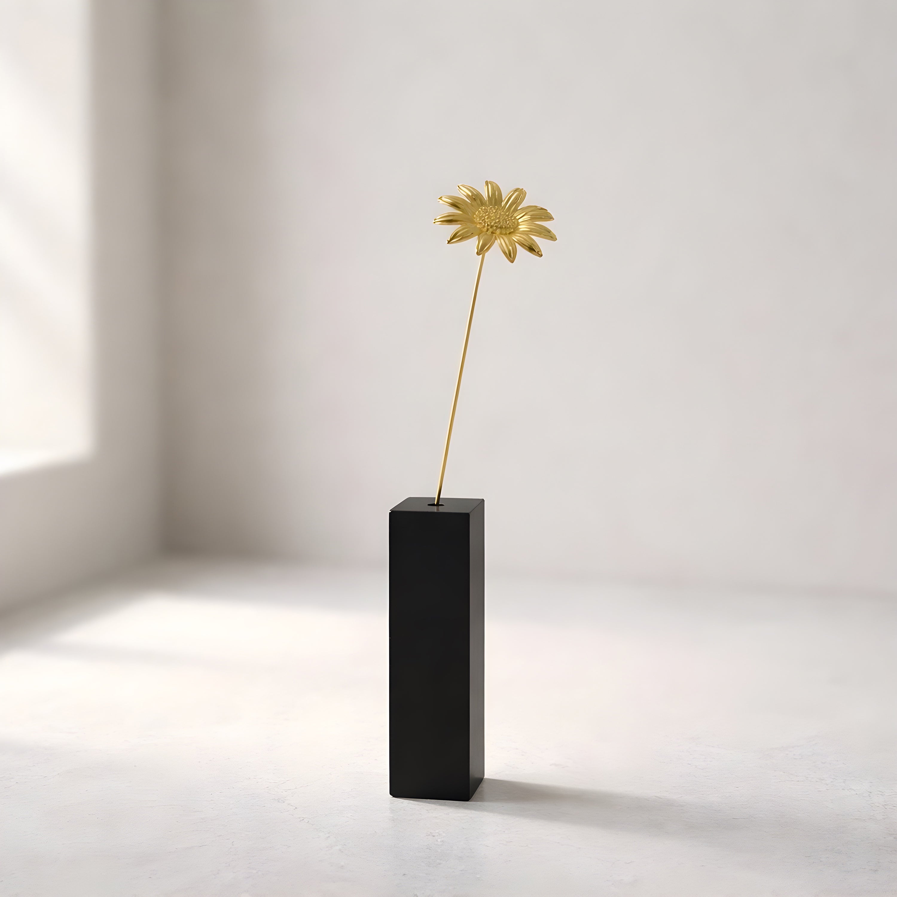 ひまわりモチーフ 真鍮ミニオブジェ｜選べる木製花瓶付き