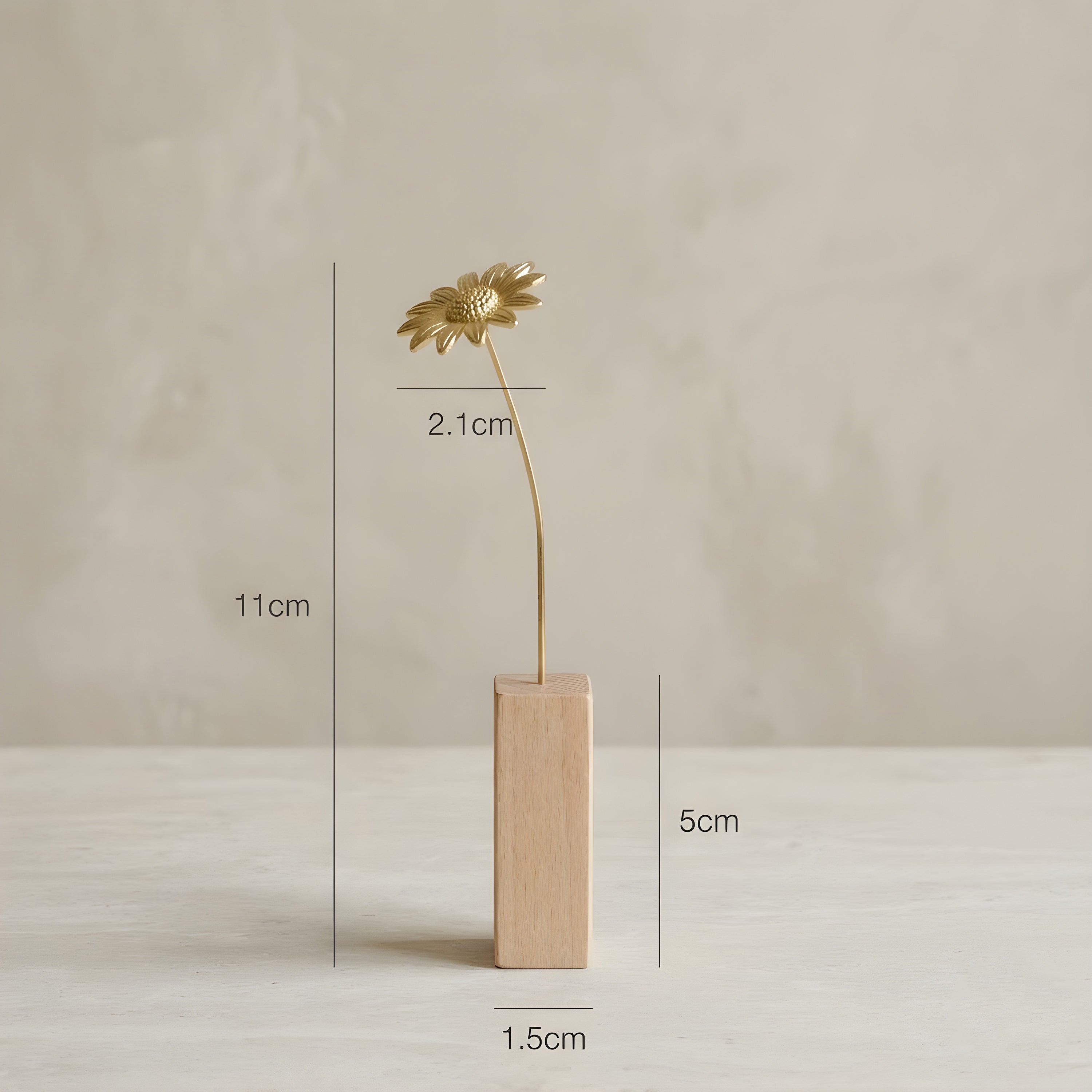 ひまわりモチーフ 真鍮ミニオブジェ｜選べる木製花瓶付き