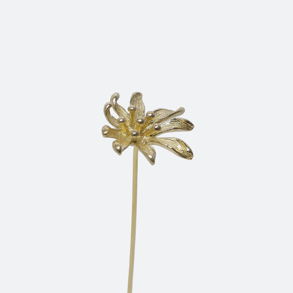 Brass Higanbana Mini Sculpture with Wooden Vase