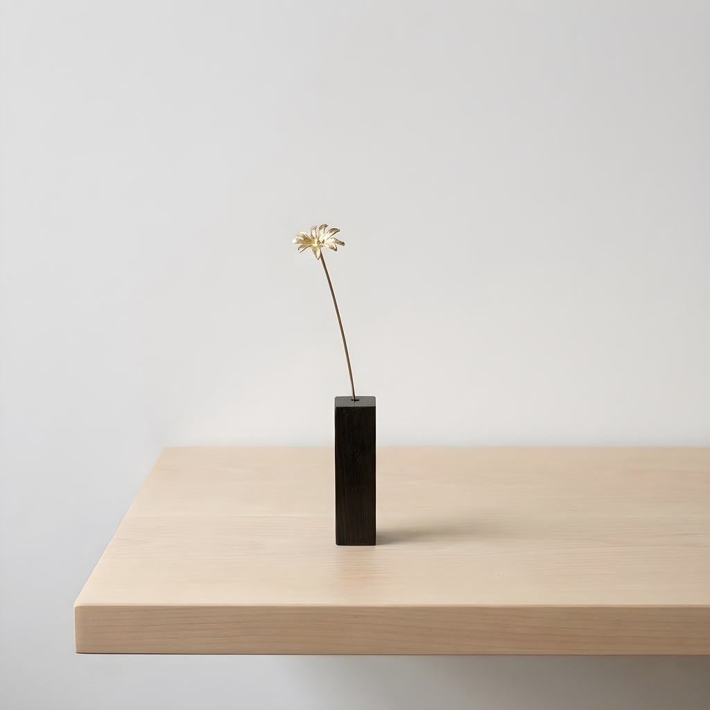 Brass Higanbana Mini Sculpture with Wooden Vase