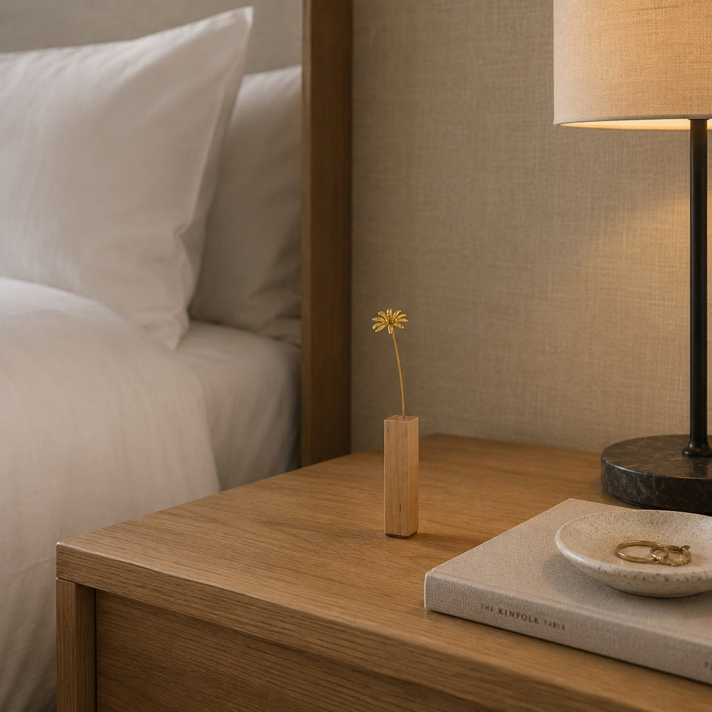 Brass Higanbana Mini Sculpture with Wooden Vase