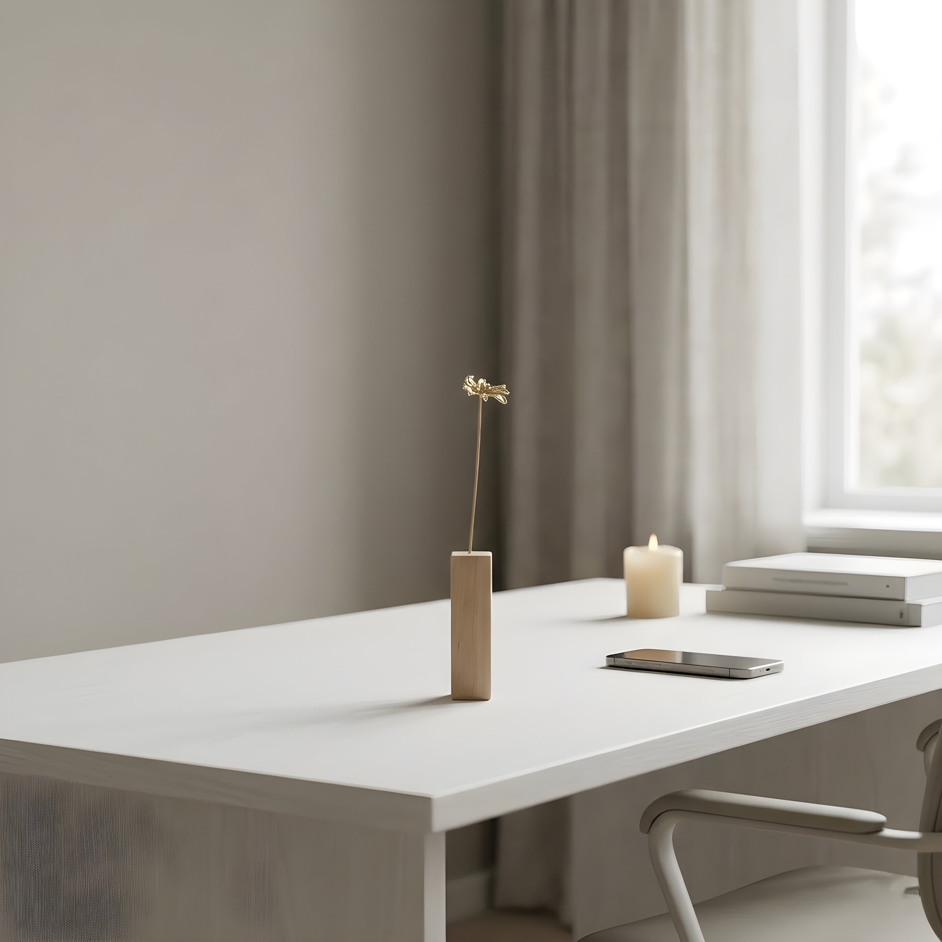 Brass Higanbana Mini Sculpture with Wooden Vase