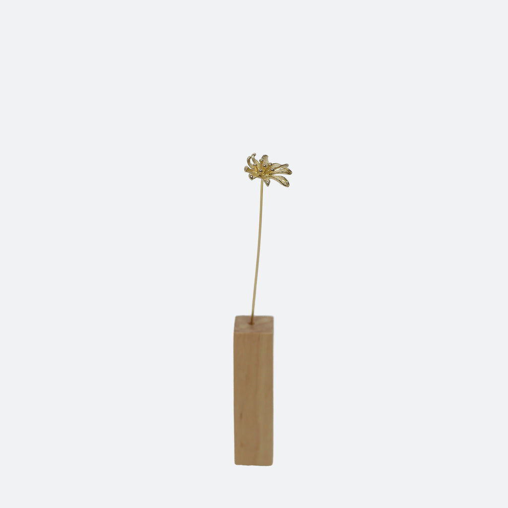 Brass Higanbana Mini Sculpture with Wooden Vase