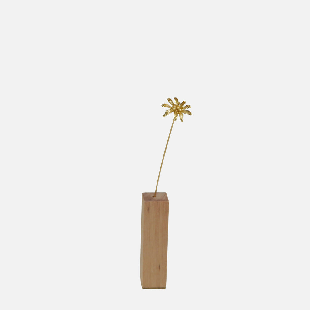 Brass Higanbana Mini Sculpture with Wooden Vase