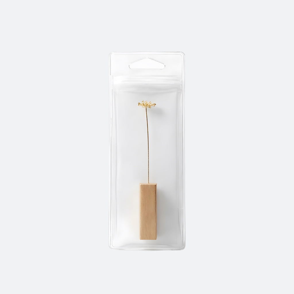 Brass Higanbana Mini Sculpture with Wooden Vase