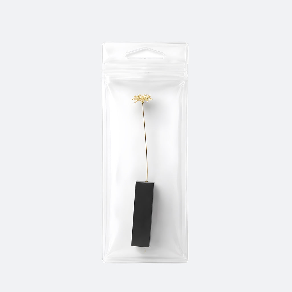 Brass Higanbana Mini Sculpture with Wooden Vase