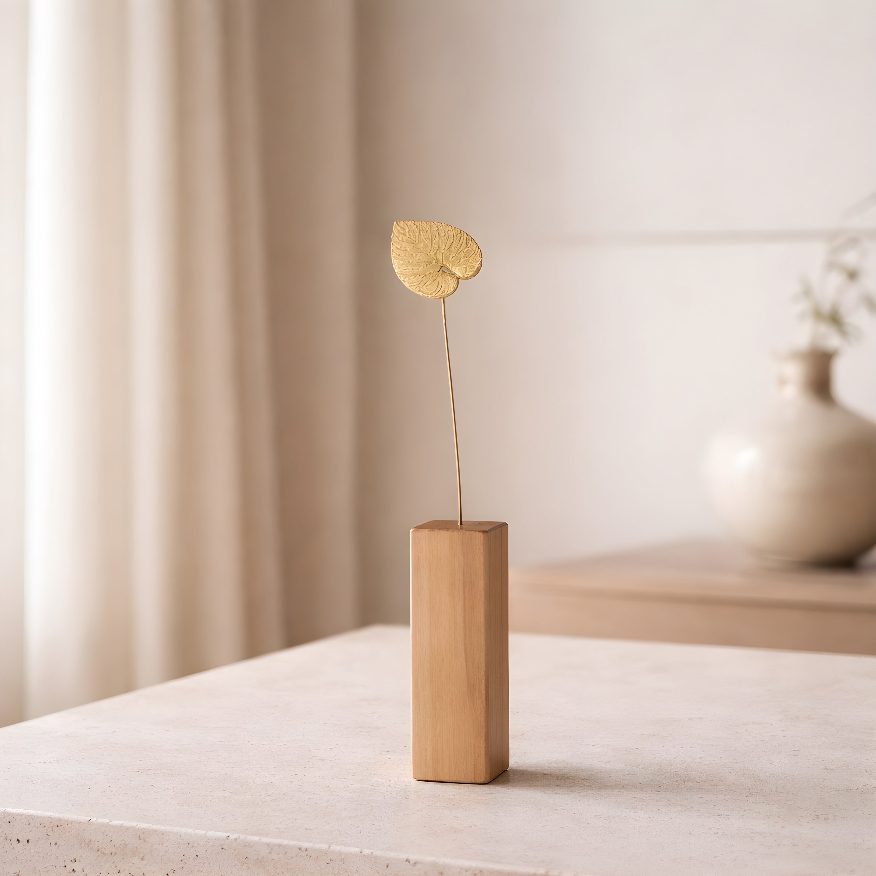 モンステラモチーフ 真鍮ミニオブジェ｜選べる木製花瓶付き