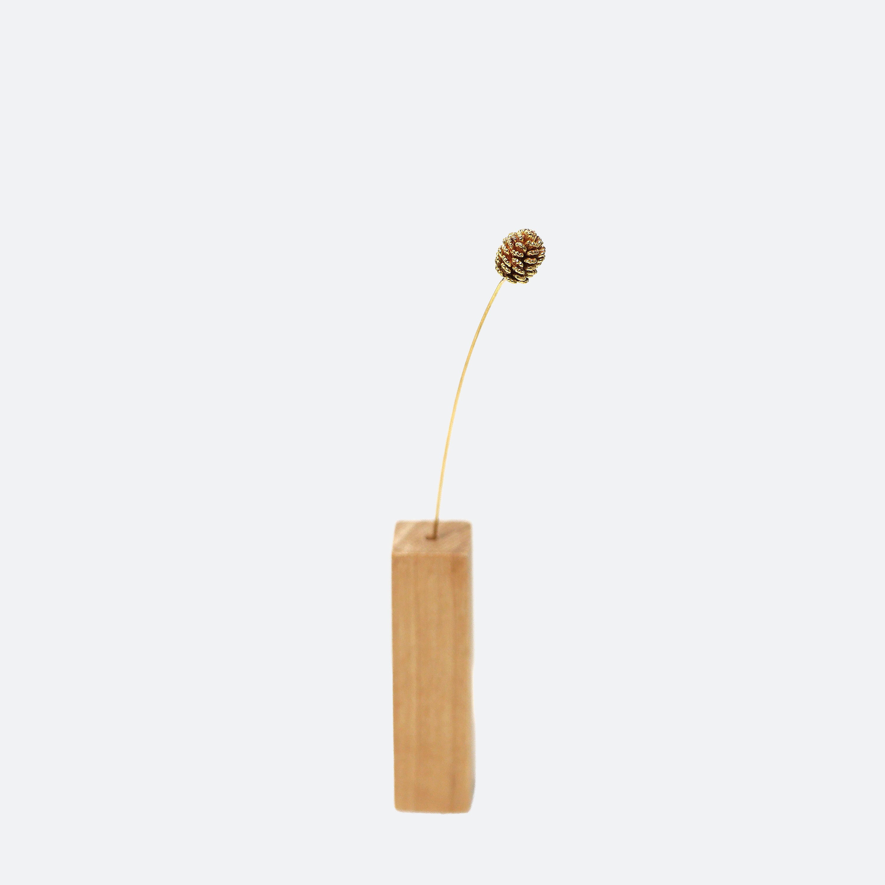 松ぼっくりモチーフ 真鍮ミニオブジェ｜選べる木製花瓶付き