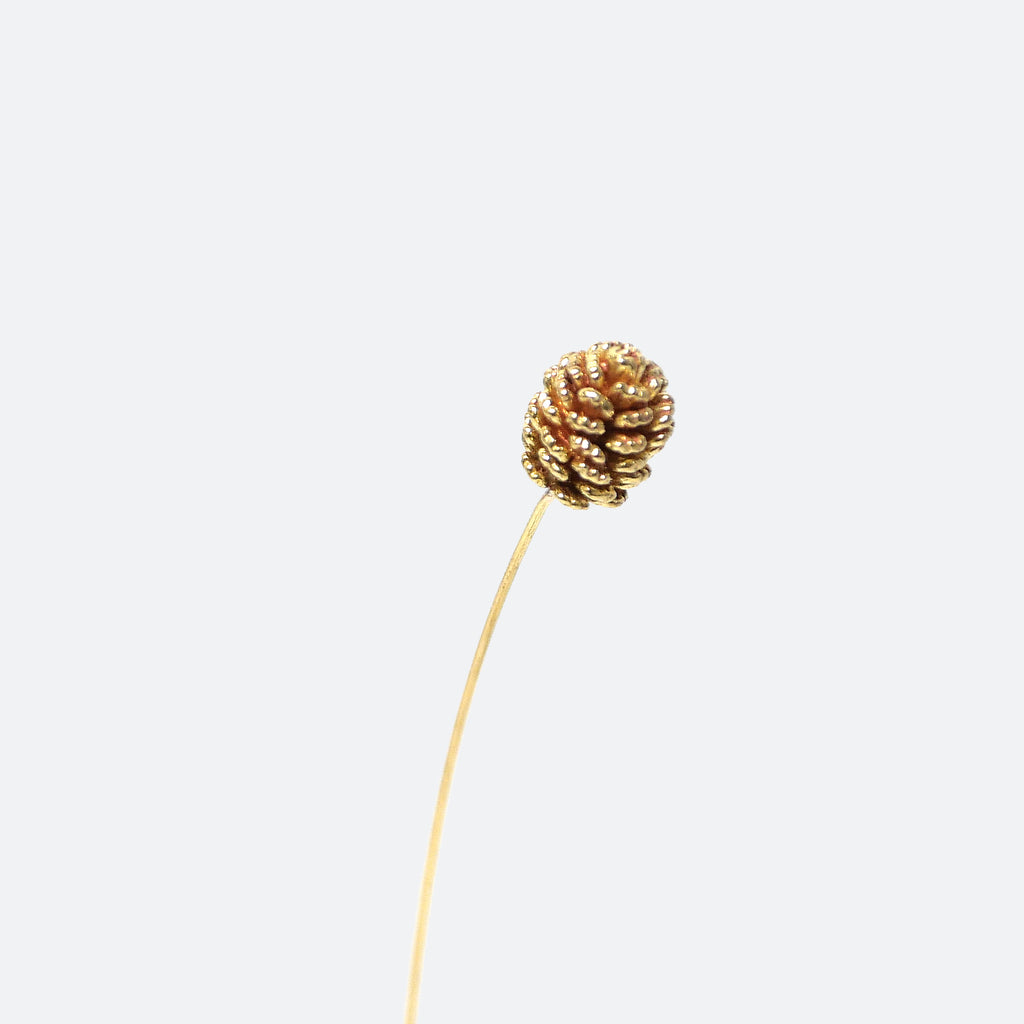 Brass Pinecone Mini Sculpture (Medium) with Wooden Vase