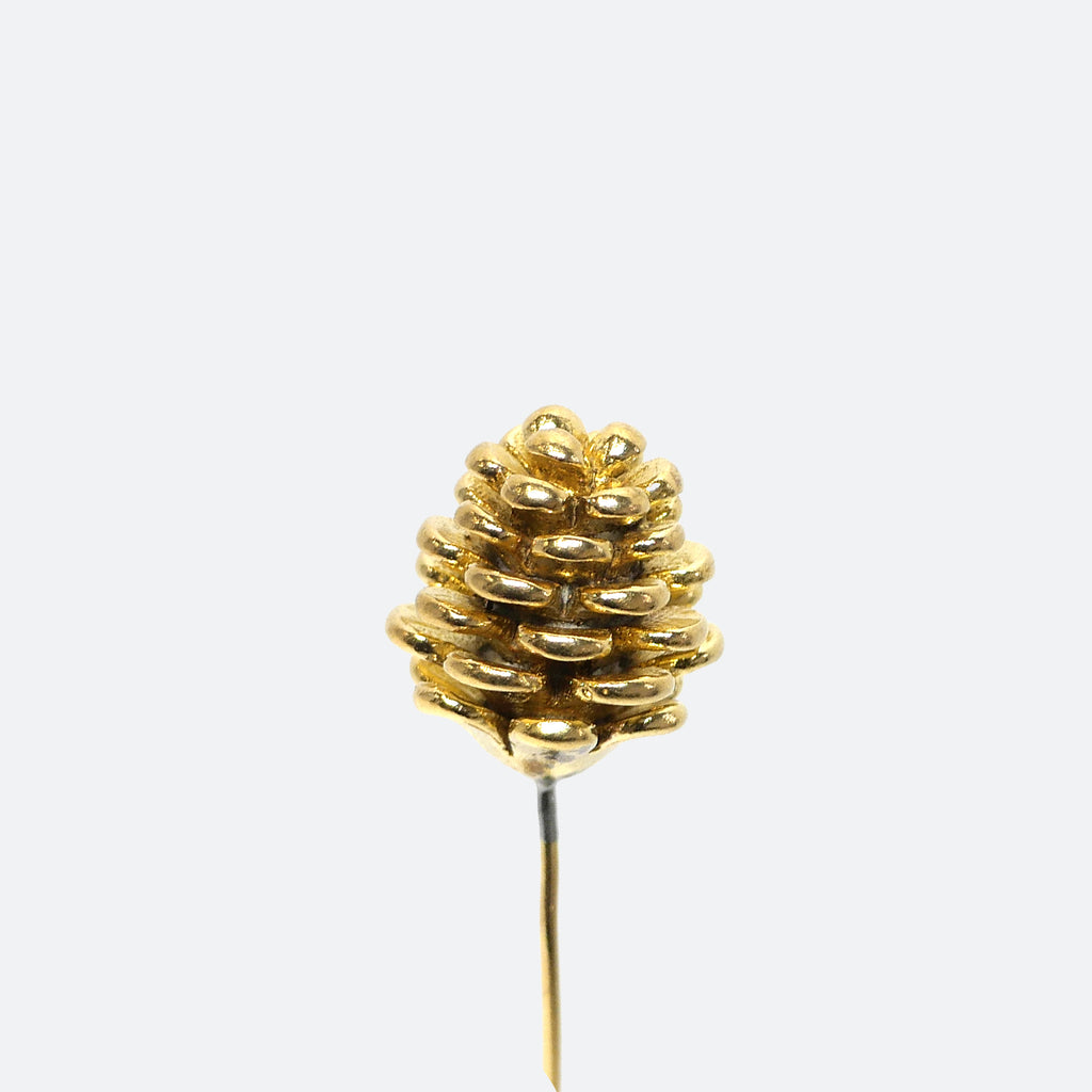 Brass Pinecone Mini Sculpture (Medium) with Wooden Vase