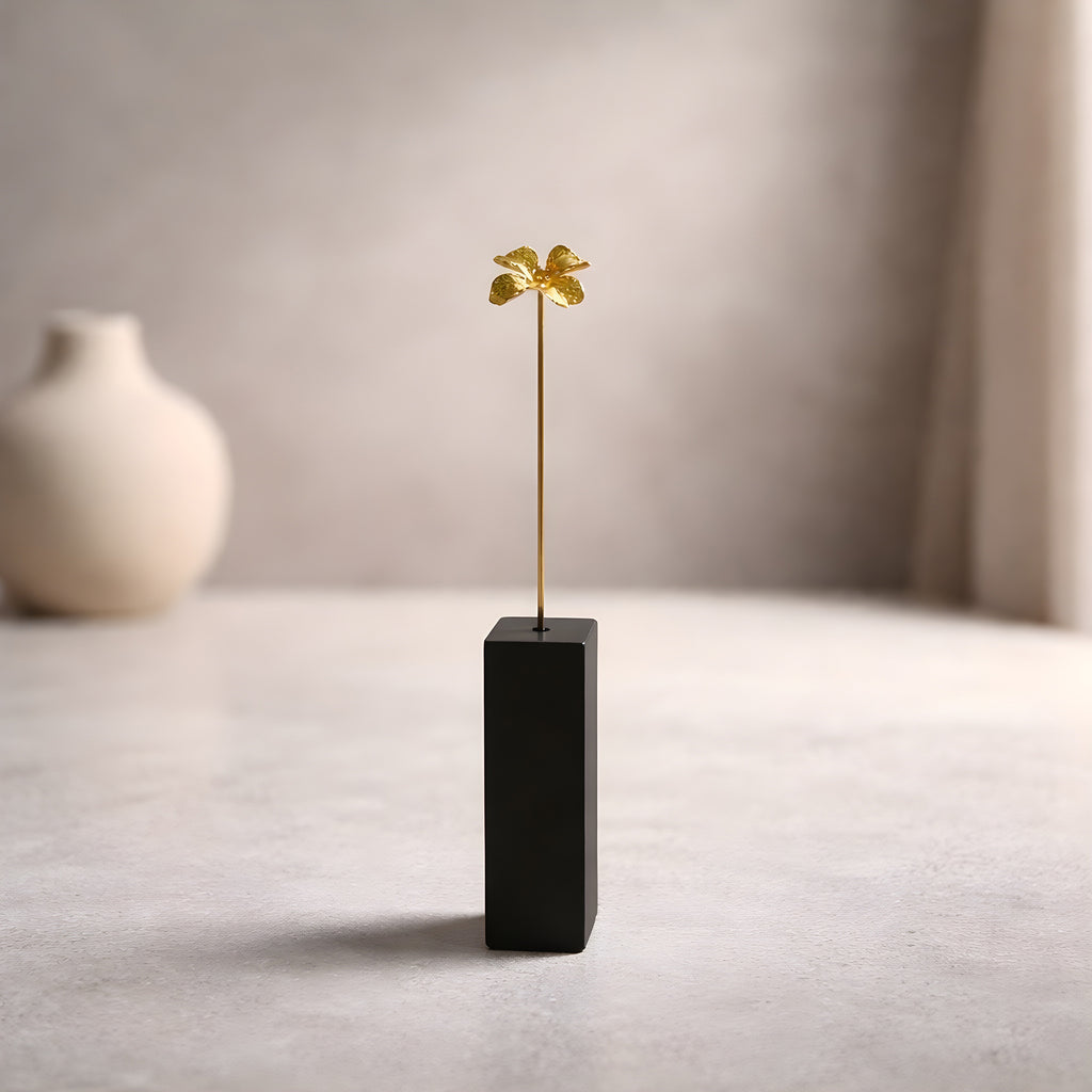 Brass Wildflower Mini Sculpture with Choice of Wooden Vase
