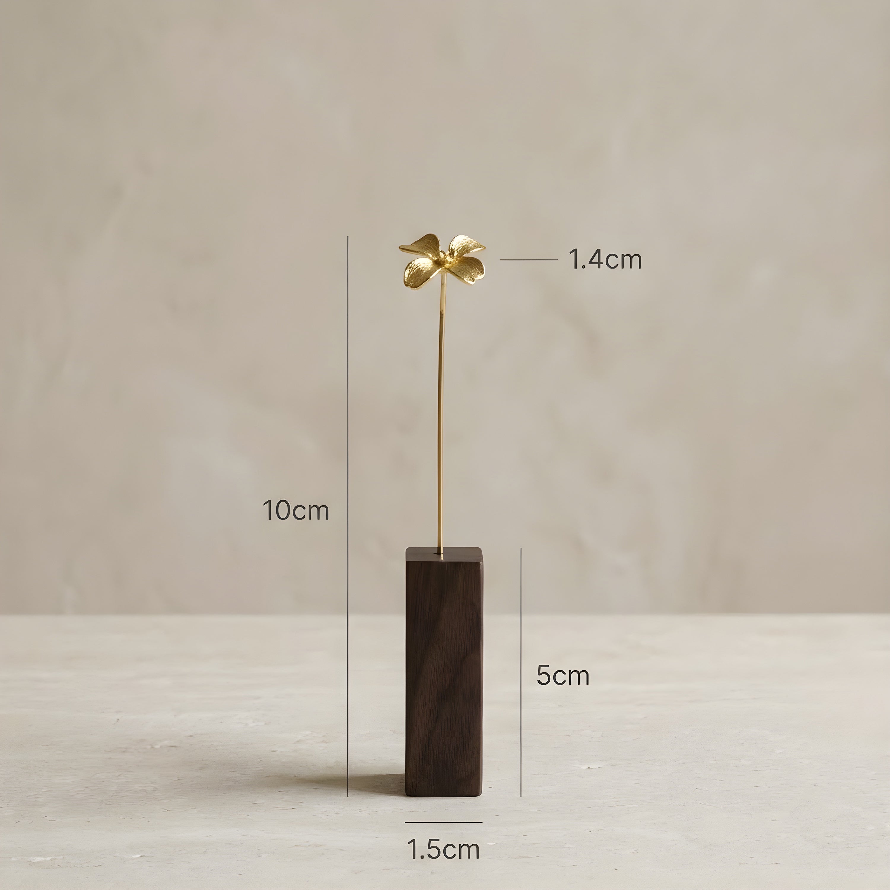 野花モチーフ 真鍮ミニオブジェ｜選べる木製花瓶付き