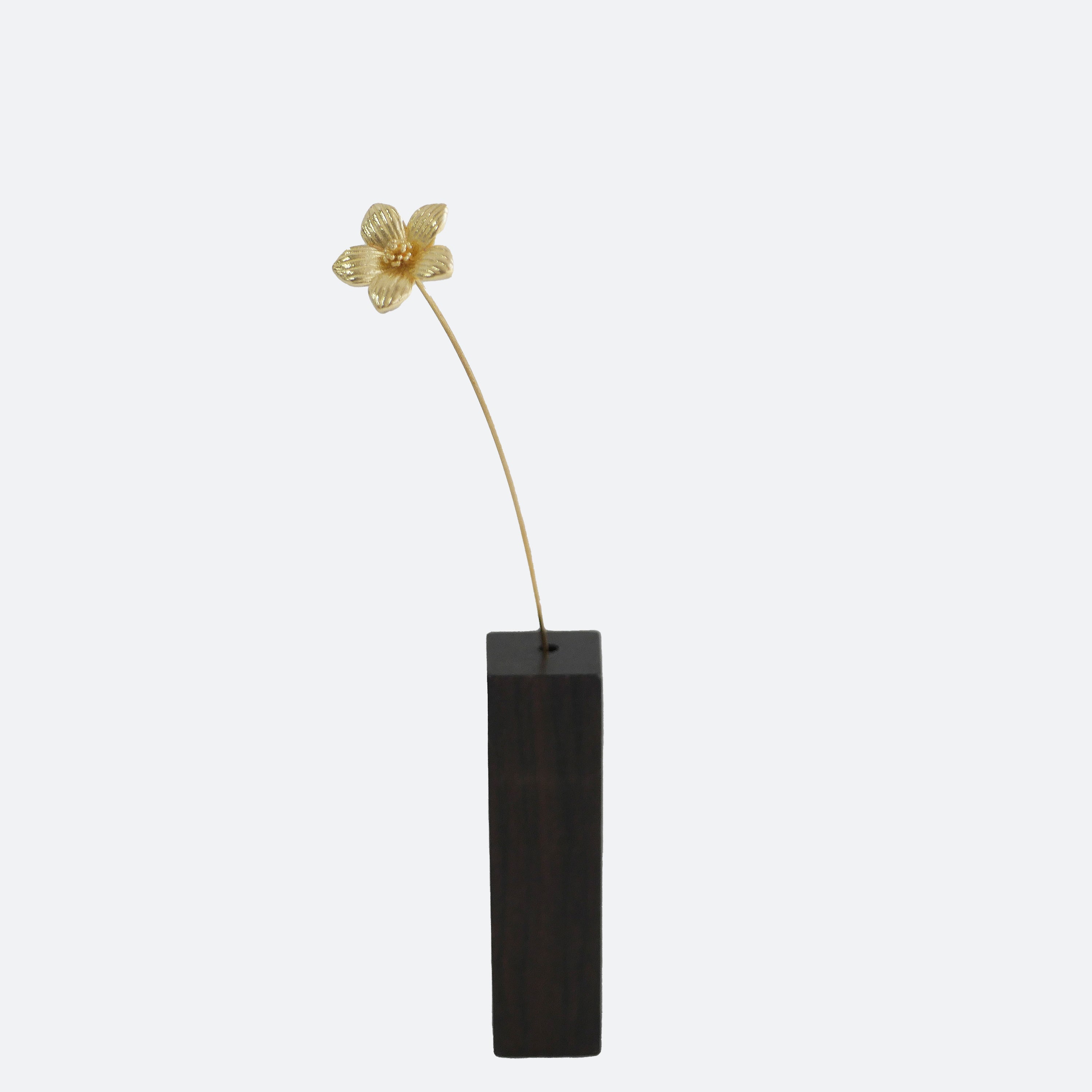 山桜草モチーフ 真鍮ミニオブジェ｜選べる木製花瓶付き