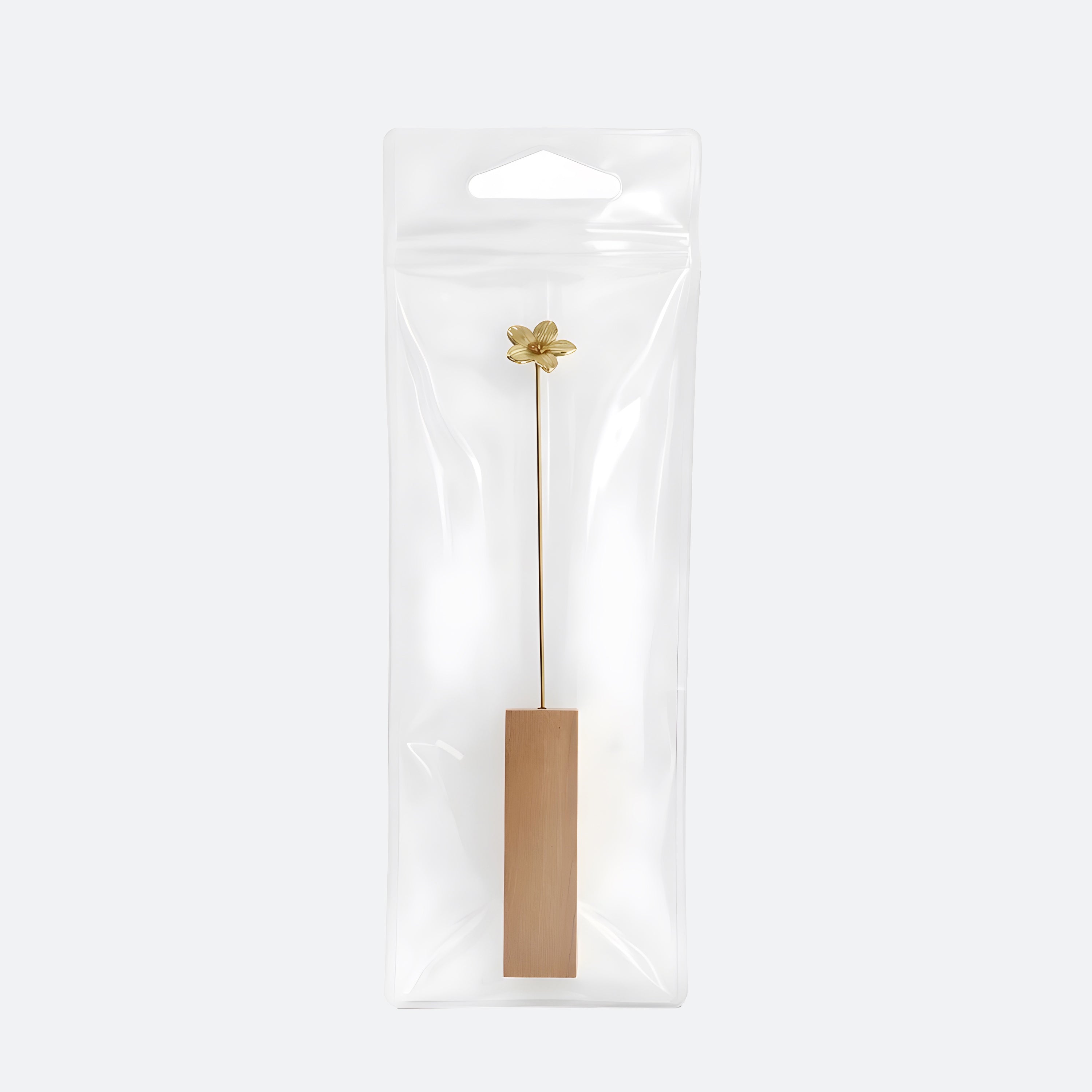 Brass Wild Cherry Primrose Mini Sculpture with Wooden Vase