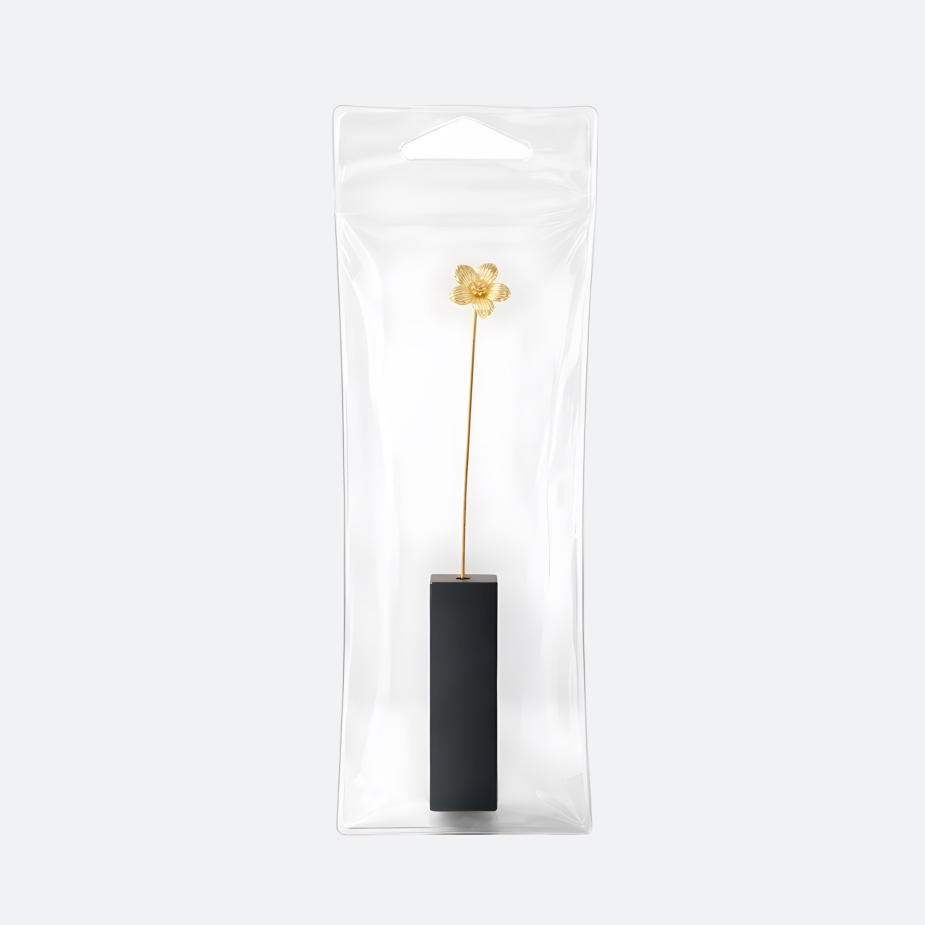 Brass Wild Cherry Primrose Mini Sculpture with Wooden Vase